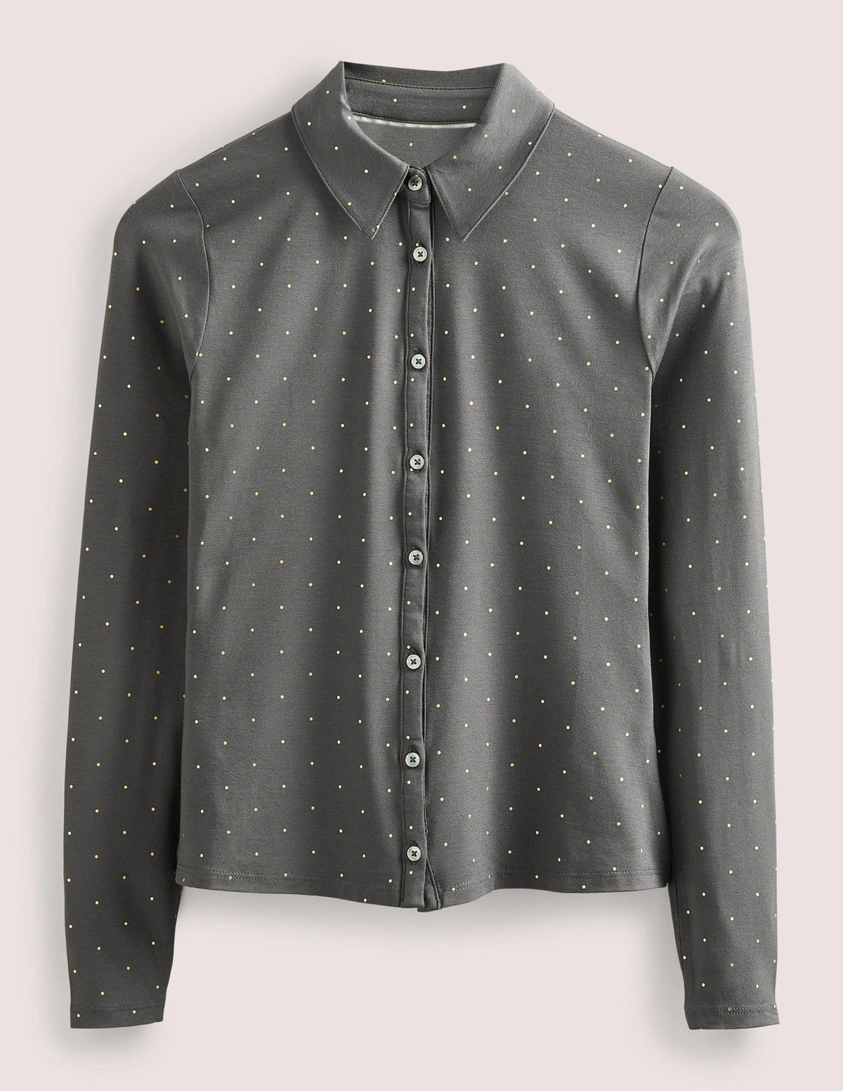 Fitted Jersey Shirt-Charcoal, Foil Dot - Image 5