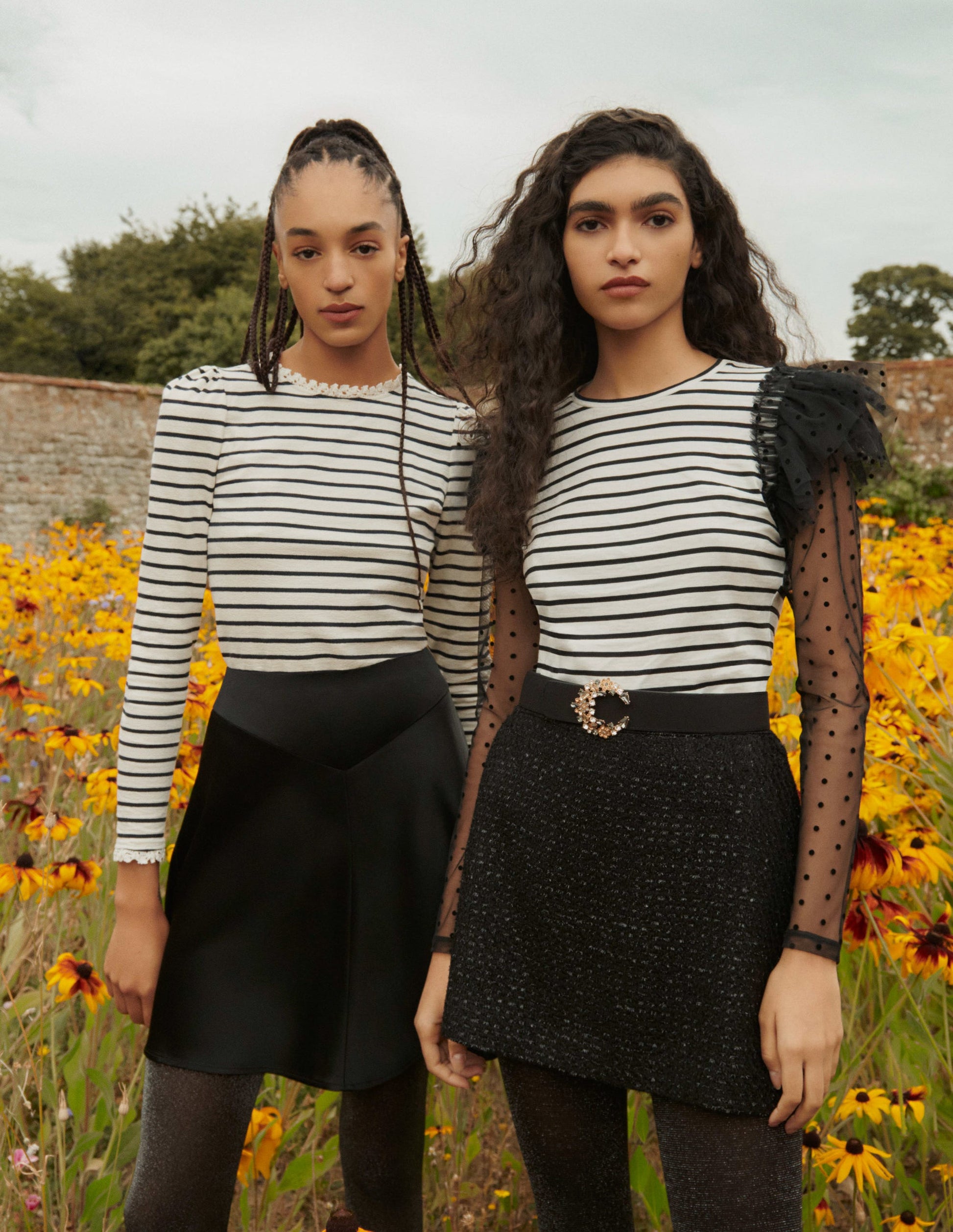 Detail Breton Top-Ivory/Black, Flocked Tulle-6
