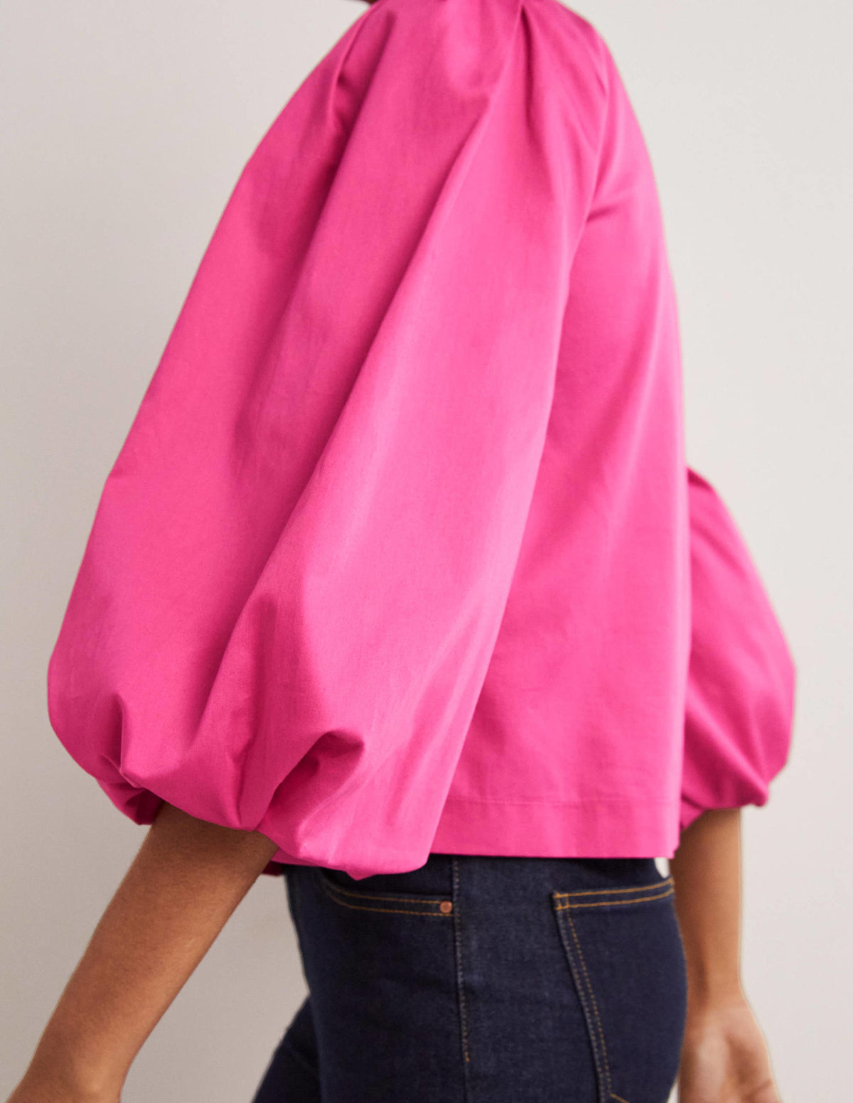 Puff Sleeve Cotton Top-Wild Watermelon Pink - Image 6