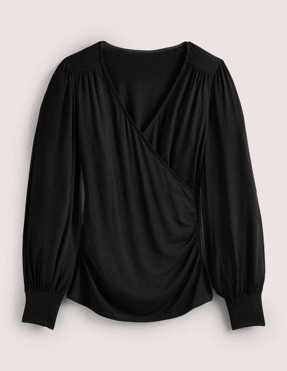 Blouson Wrap Top-Black-5