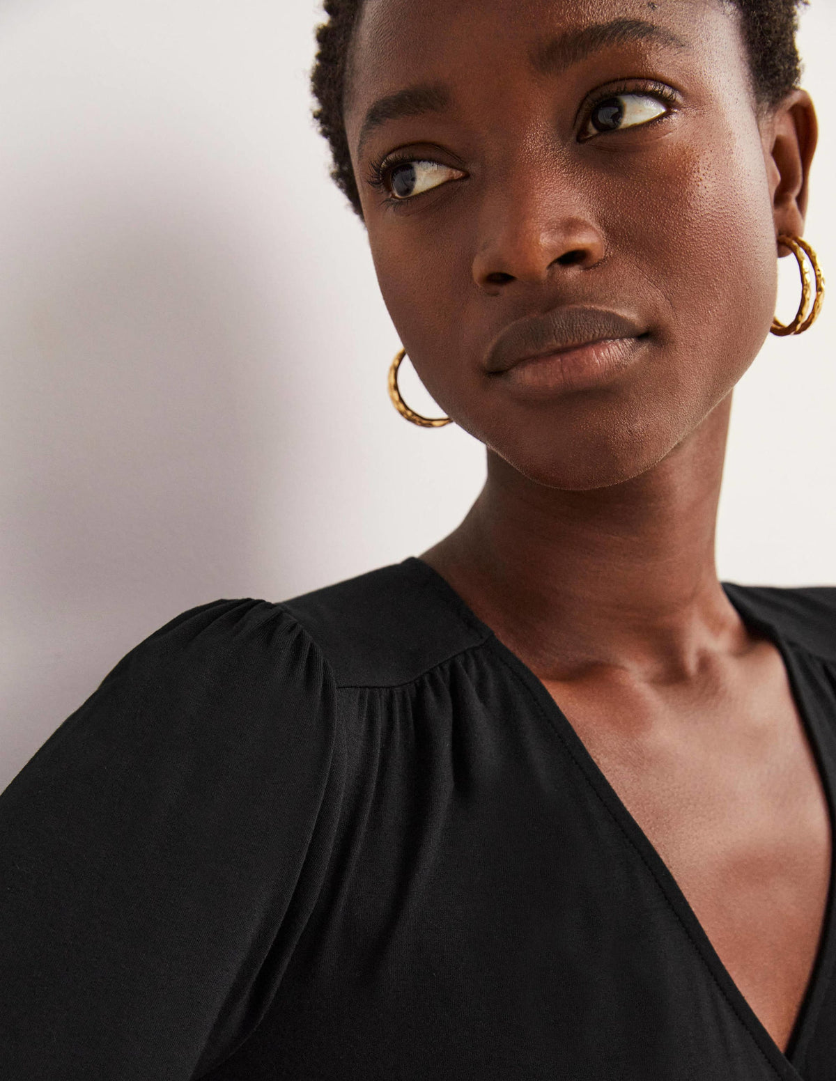 Blouson Wrap Top-Black - Image 2