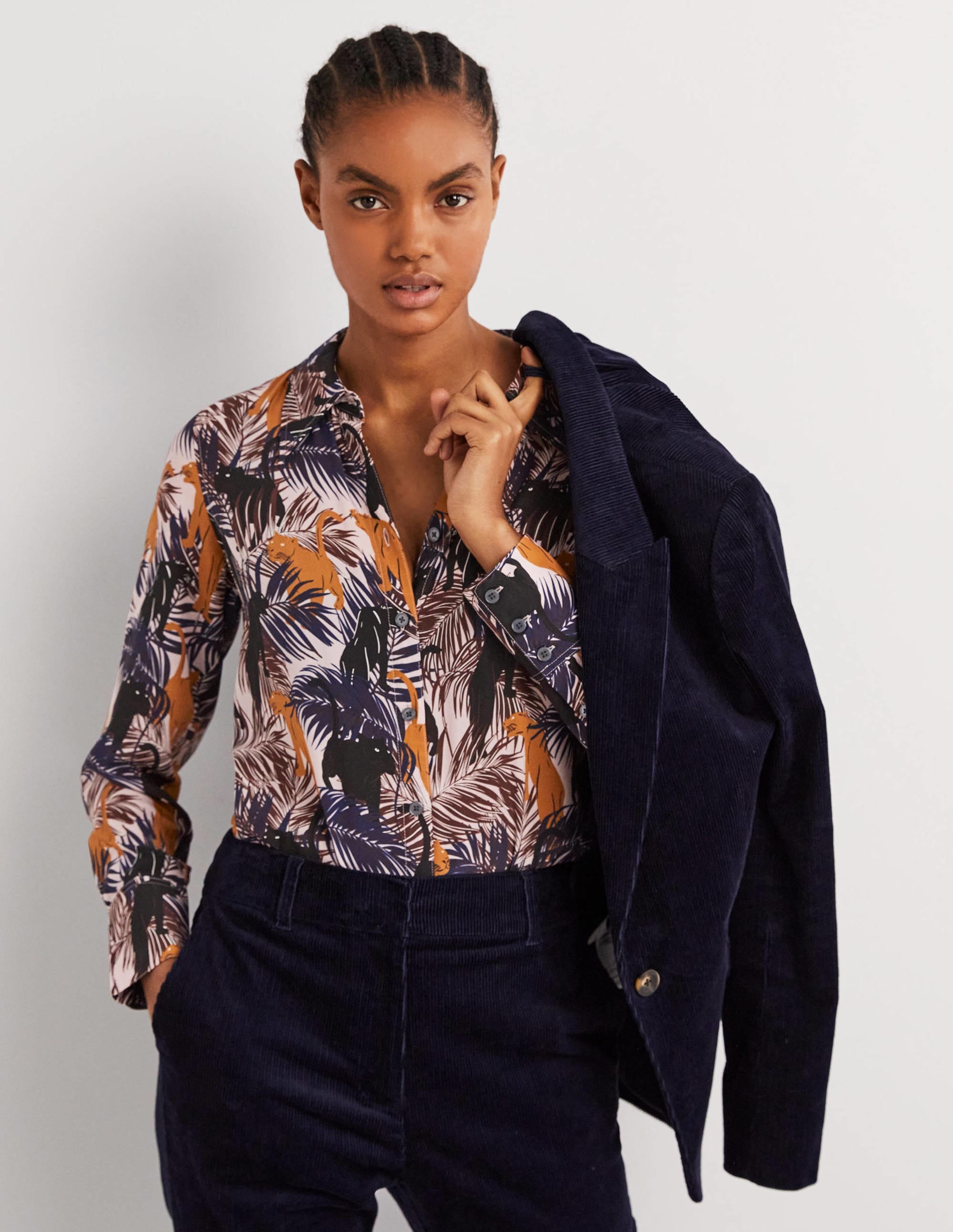 Silk Shirt-Milkshake, Tropic Panther - Image 1