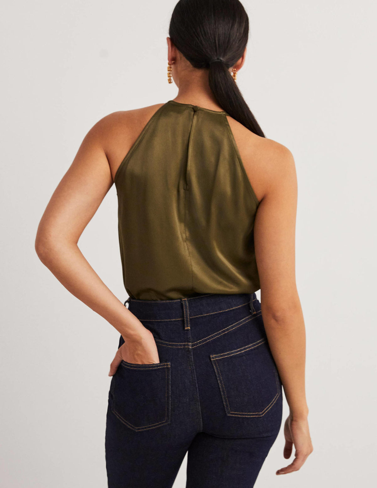 Strappy Halterneck Satin Top-Basil-3