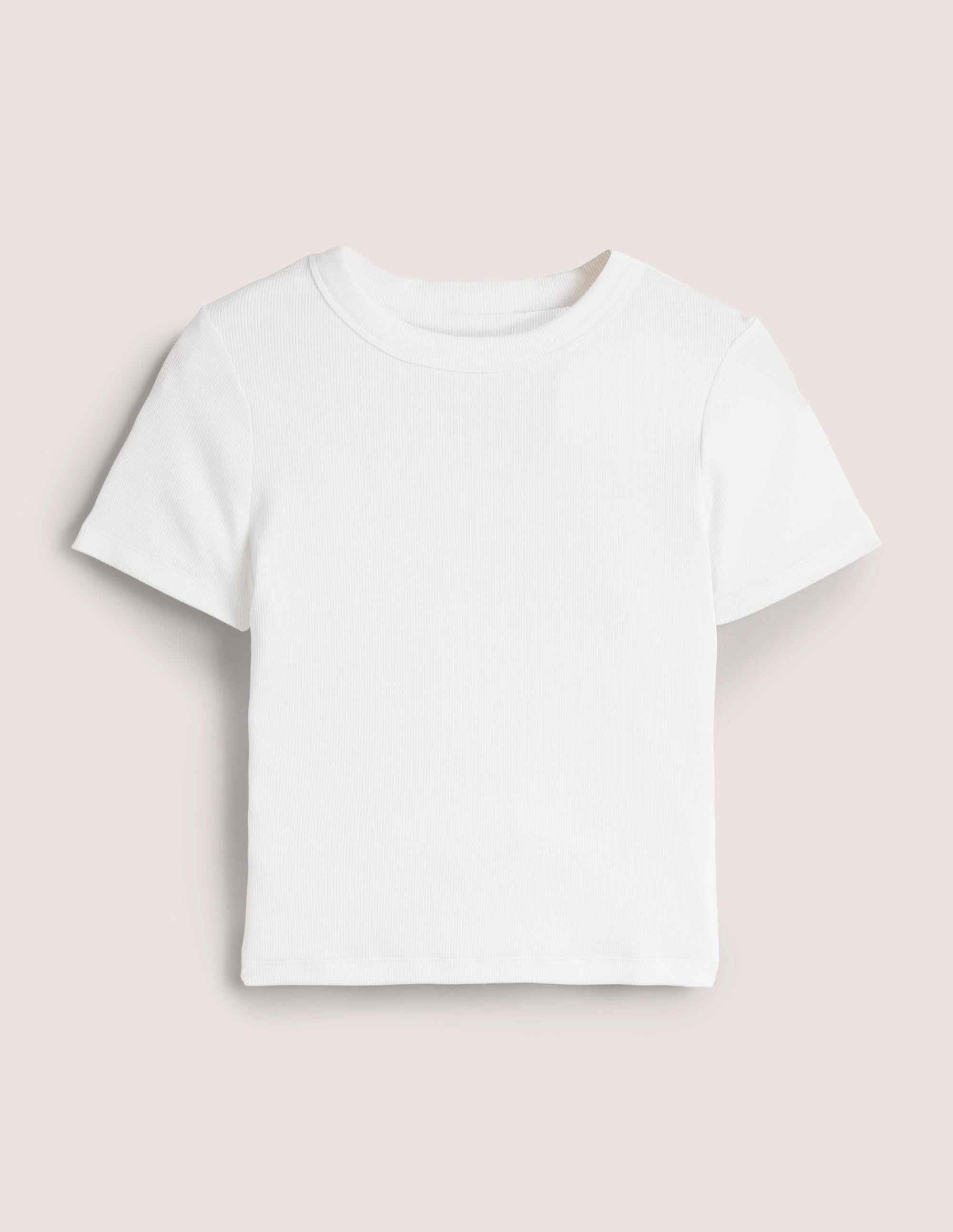 Cotton Ribbed T-Shirt-White - Image 6
