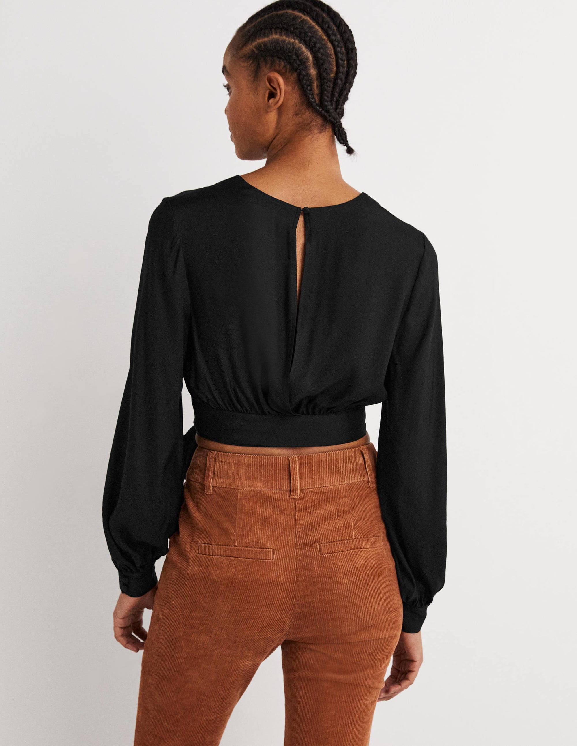 Long Sleeve Crop Top-Black - Image 3