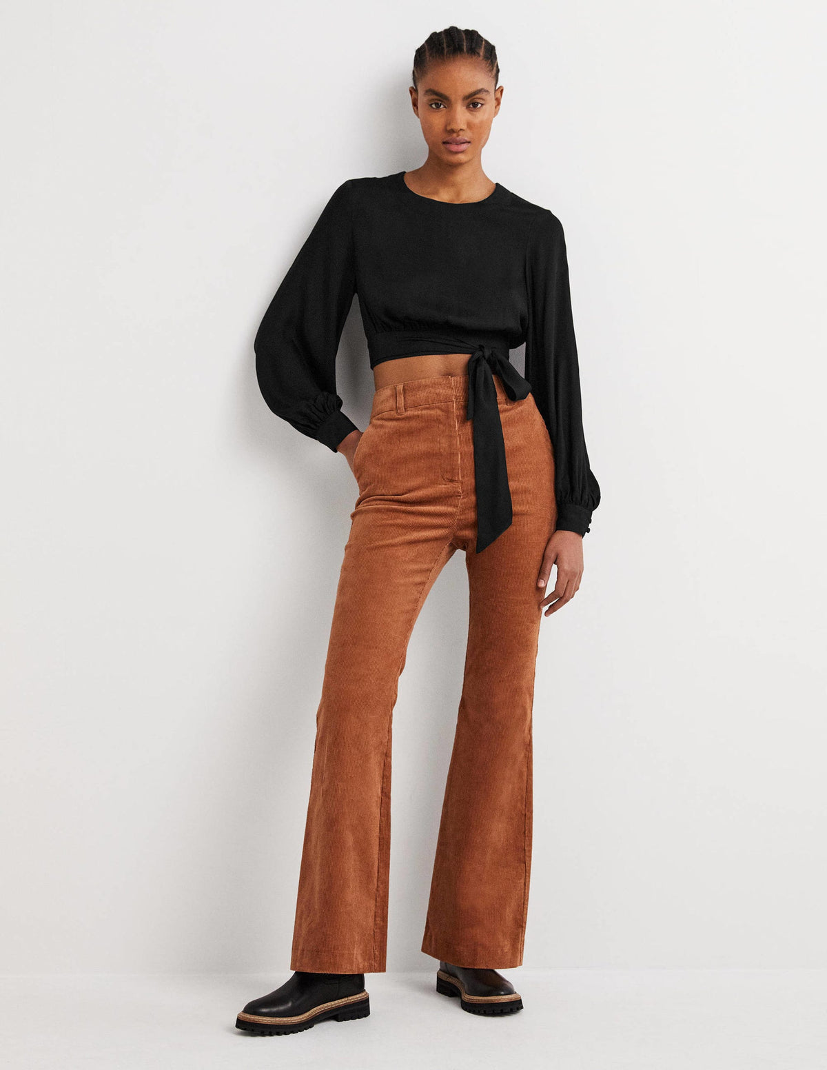 Long Sleeve Crop Top-Black - Image 4