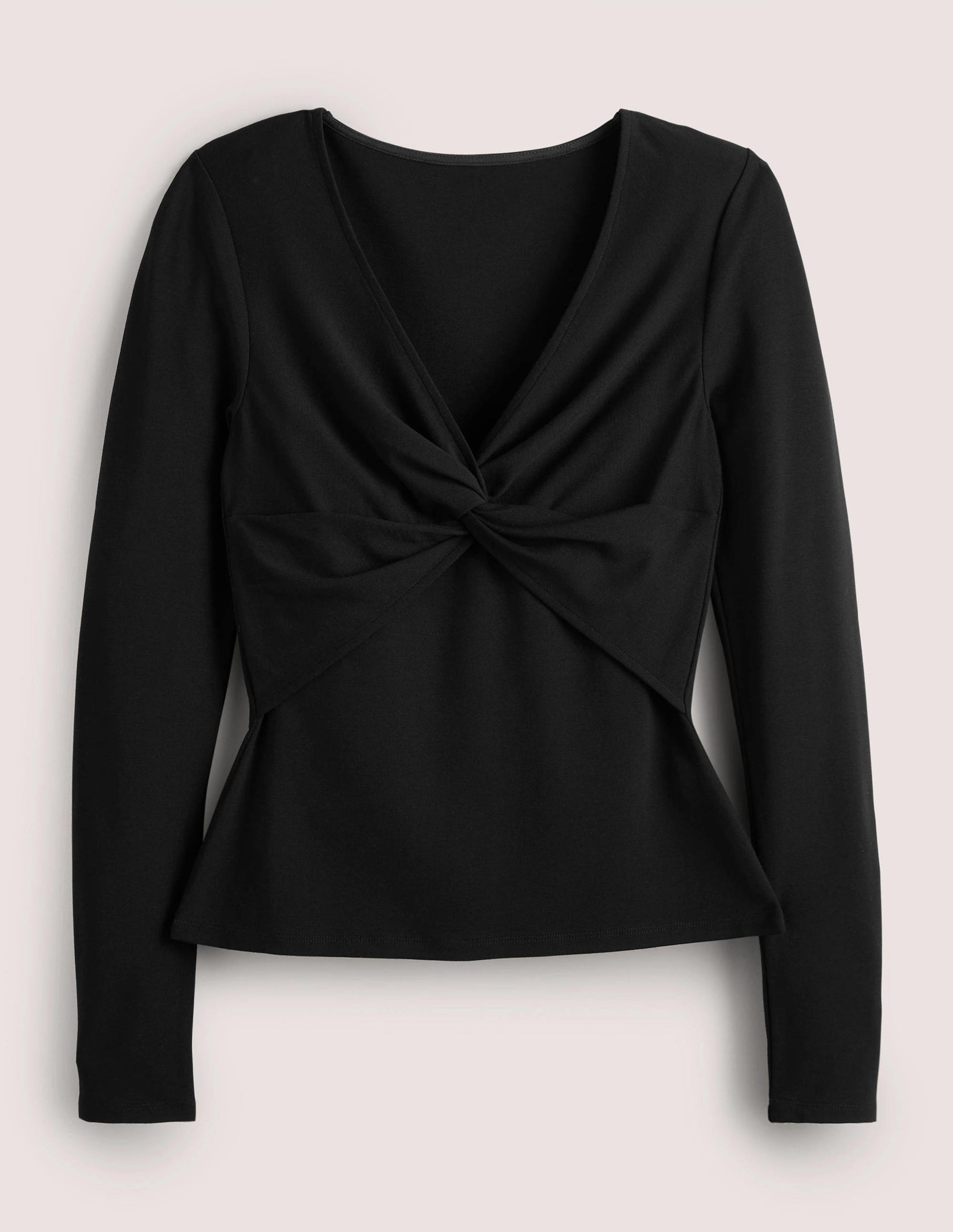 Ponte Twist Front Jersey Top-Black-5