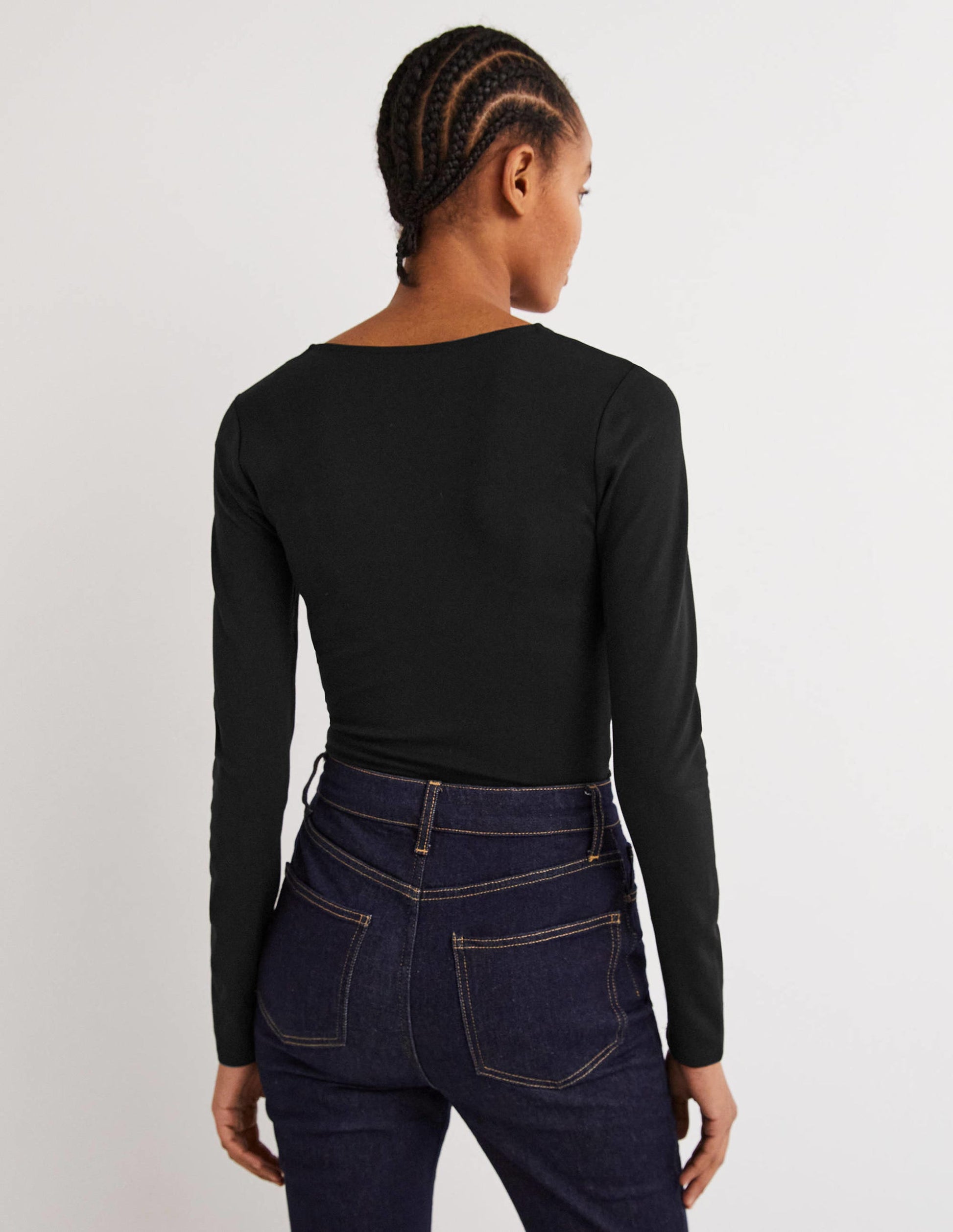 Ponte Twist Front Jersey Top-Black-3