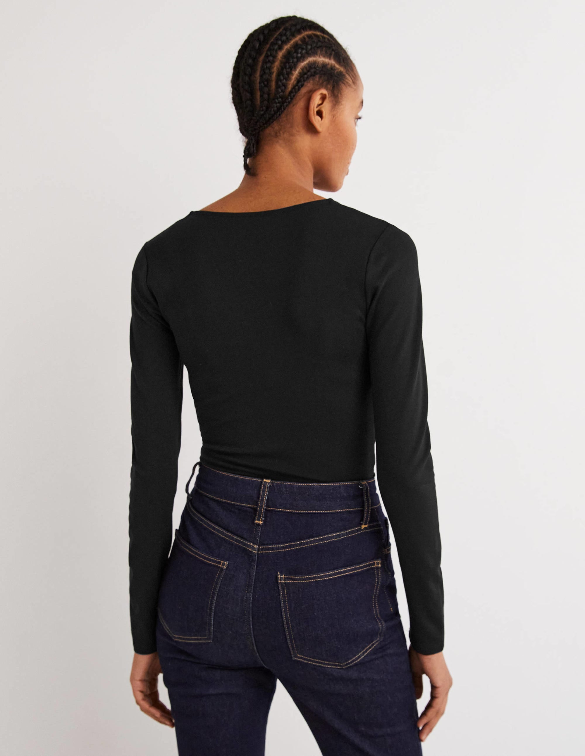 Ponte Twist Front Jersey Top-Black - Image 3