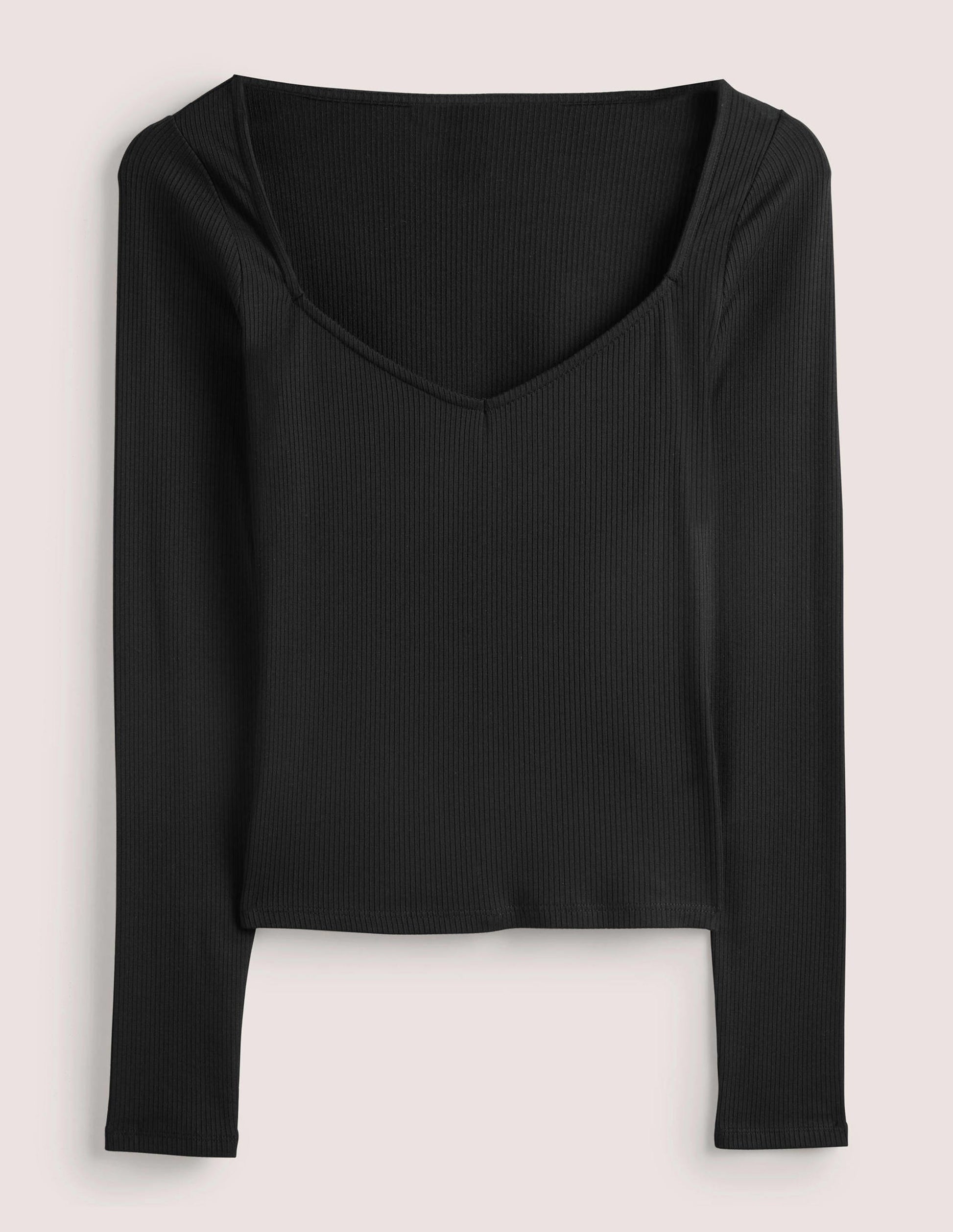 Soft Ribbed Sweetheart Top-Black-5