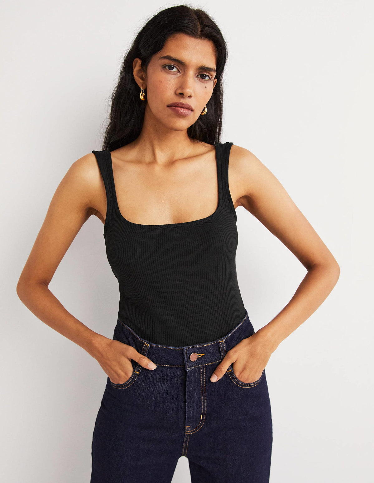 Soft Ribbed Vest-Black - Image 1
