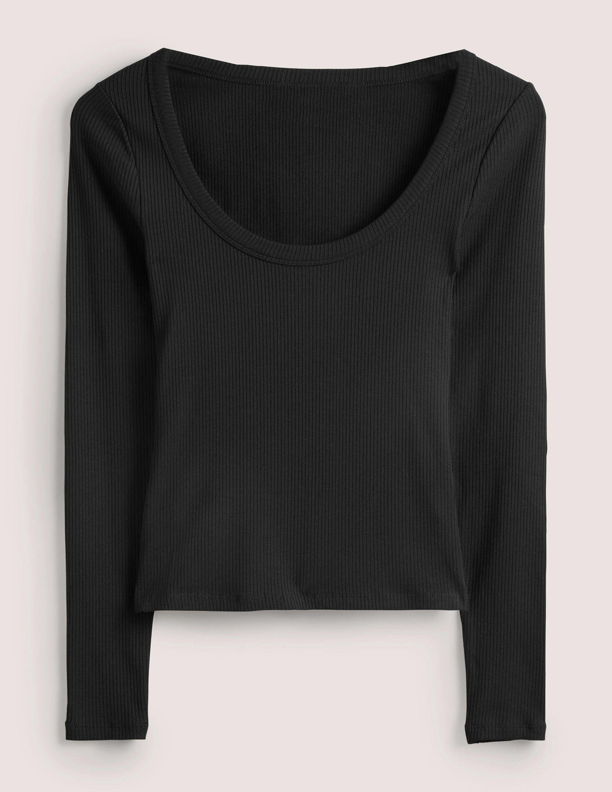 Soft Ribbed Scoop Neck Top-Black - Image 10