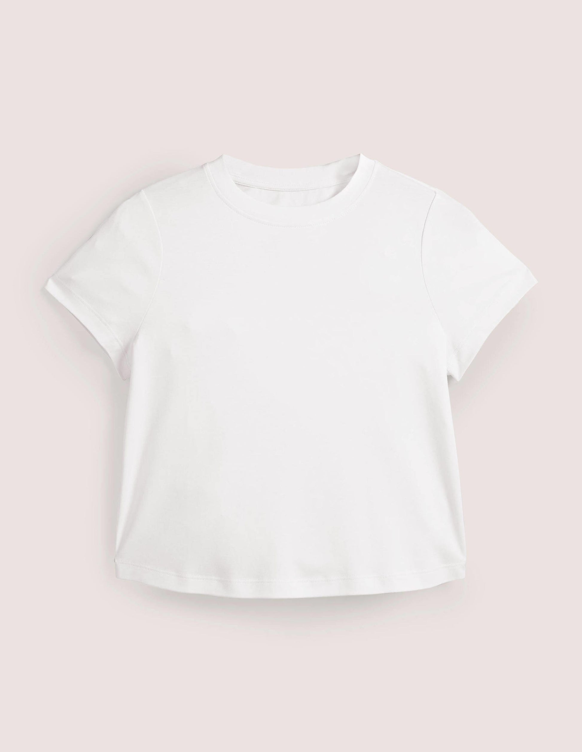 Perfect Cotton Cropped T-Shirt-White-5
