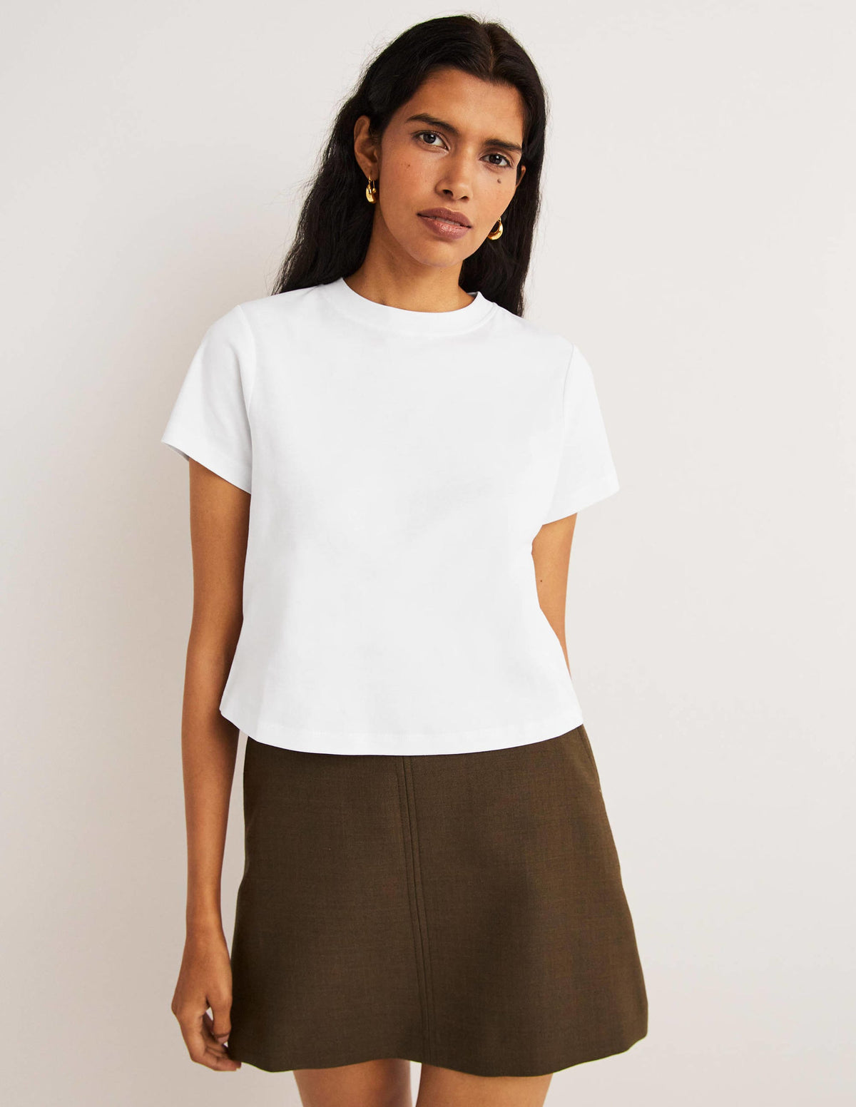 Perfect Cotton Cropped T-Shirt-White-1