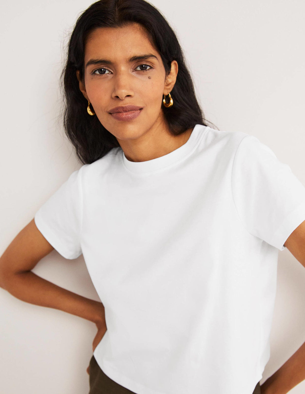 Perfect Cotton Cropped T-Shirt-White-2