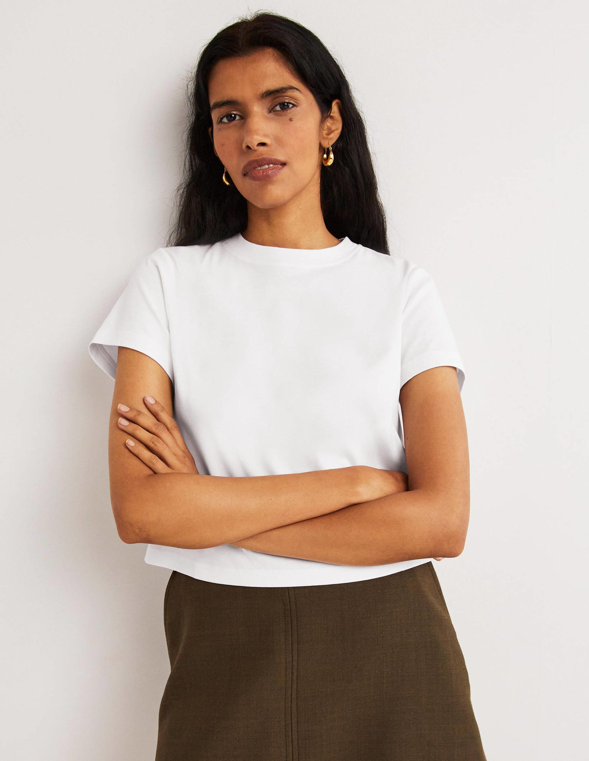 Perfect Cotton Cropped T-Shirt-White-4
