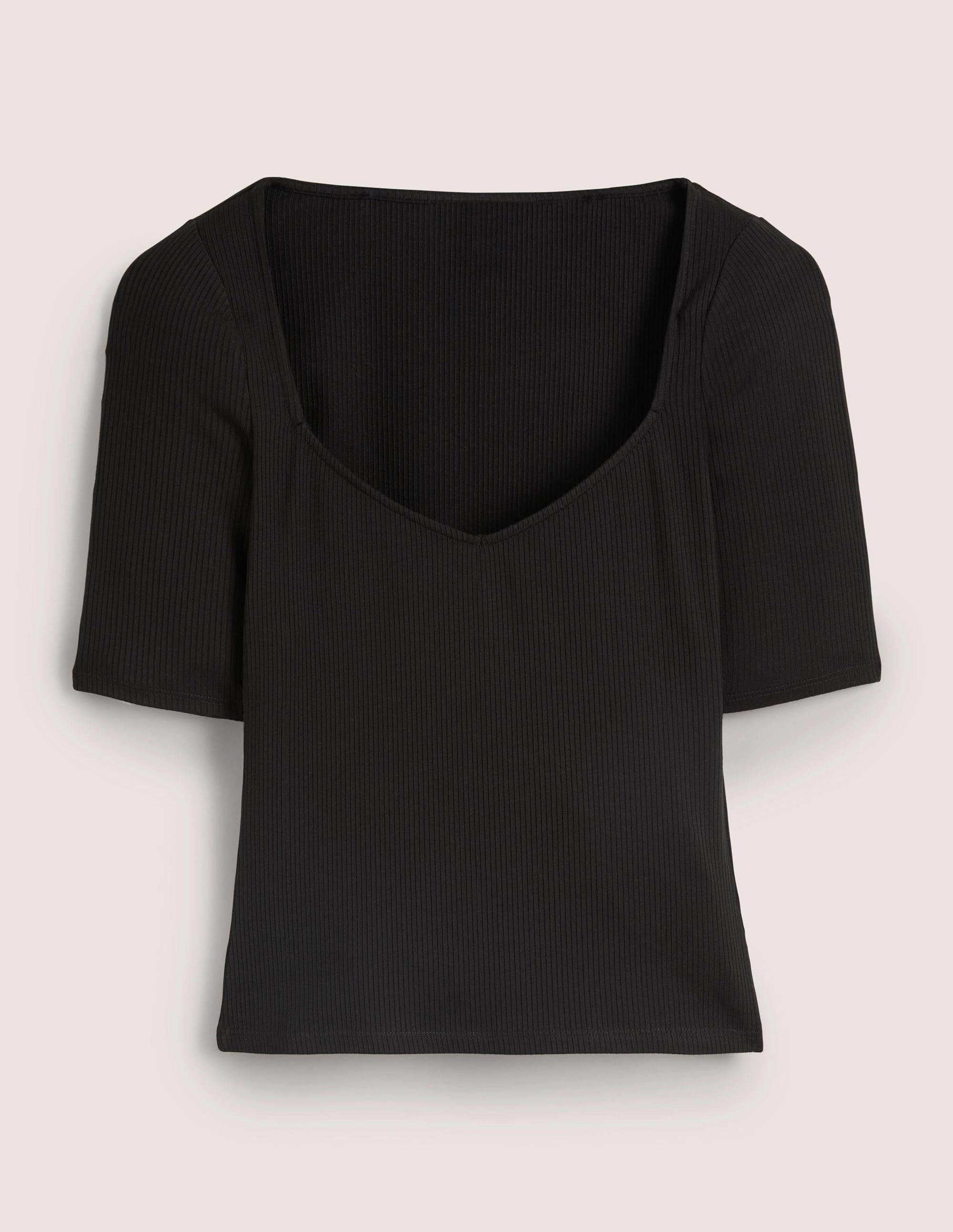 Soft Ribbed Sweetheart T-shirt-Black - Image 5