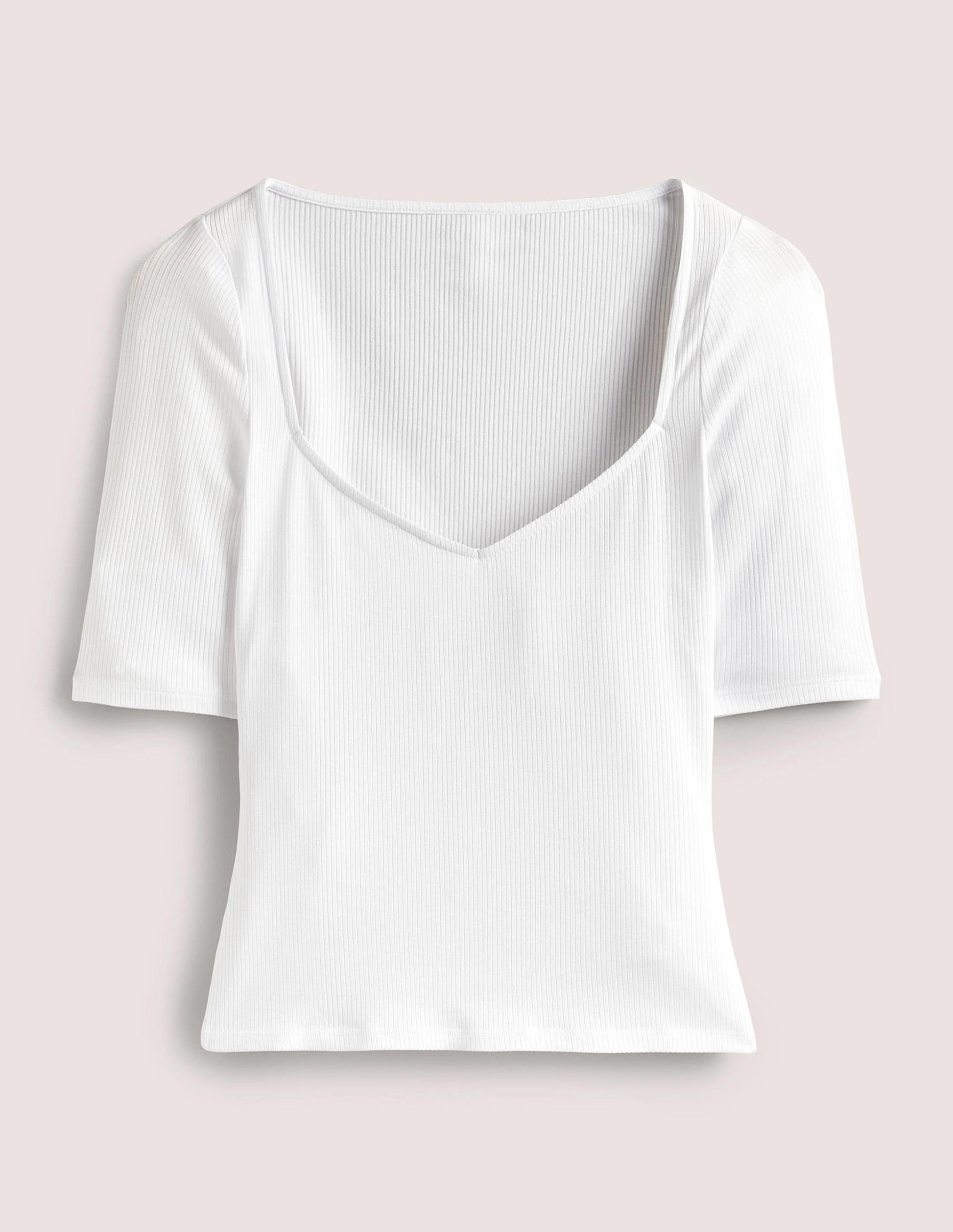 Soft Ribbed Sweetheart T-shirt-White-5