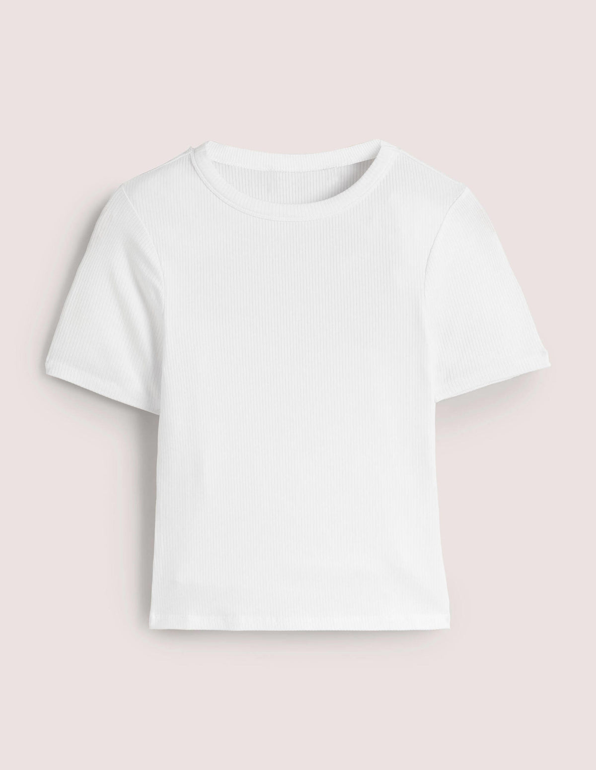 Soft Ribbed Crew Neck T-shirt-White - Image 5