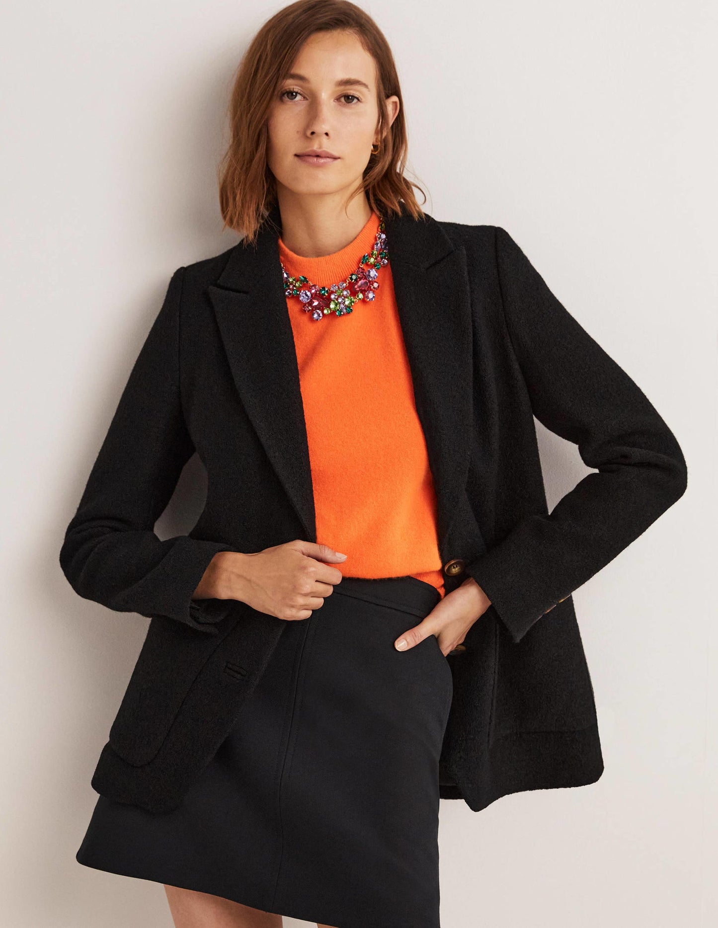 Bella Textured Wool Blazer-Black