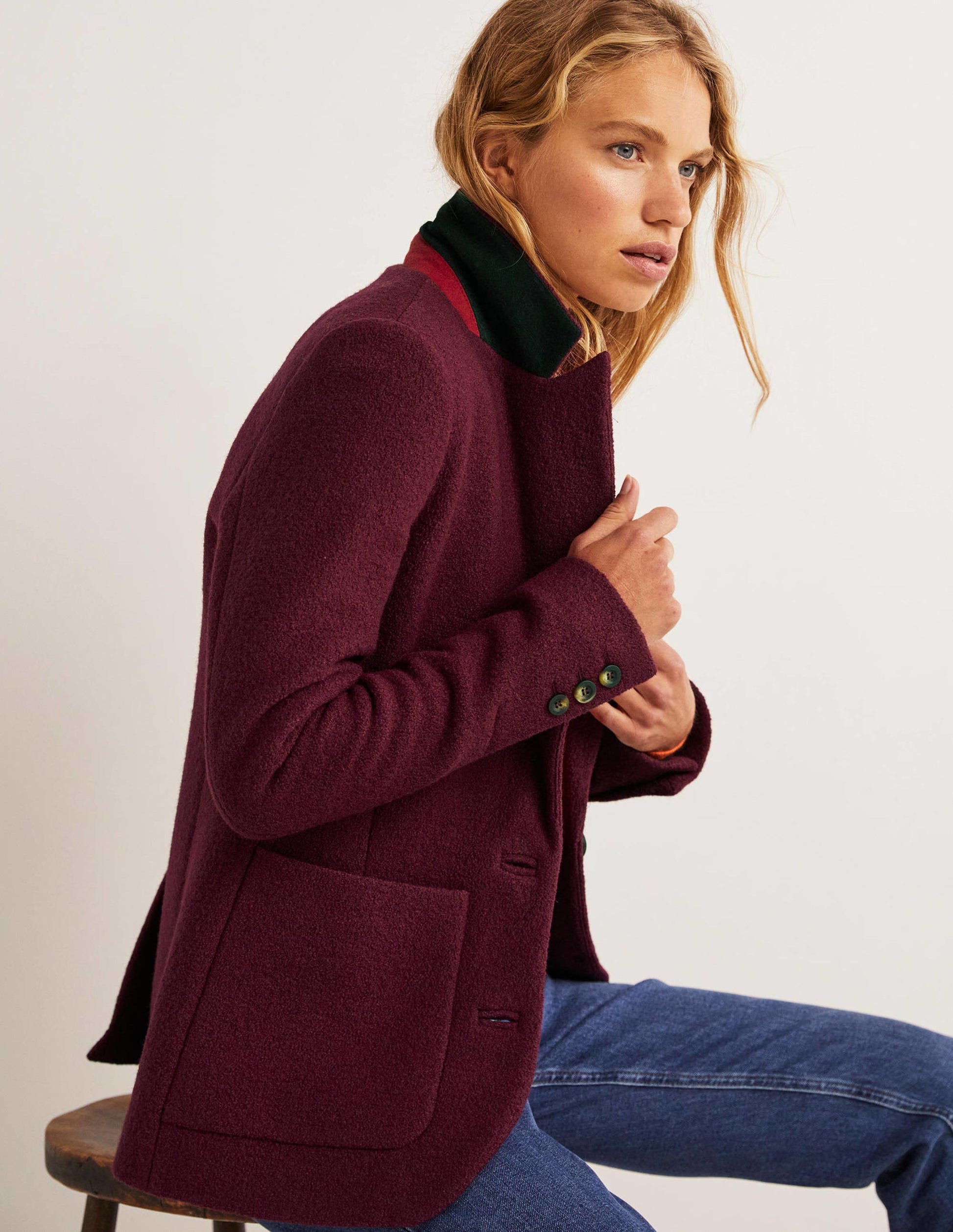Bella Textured Wool Blazer-Mulled Wine-1
