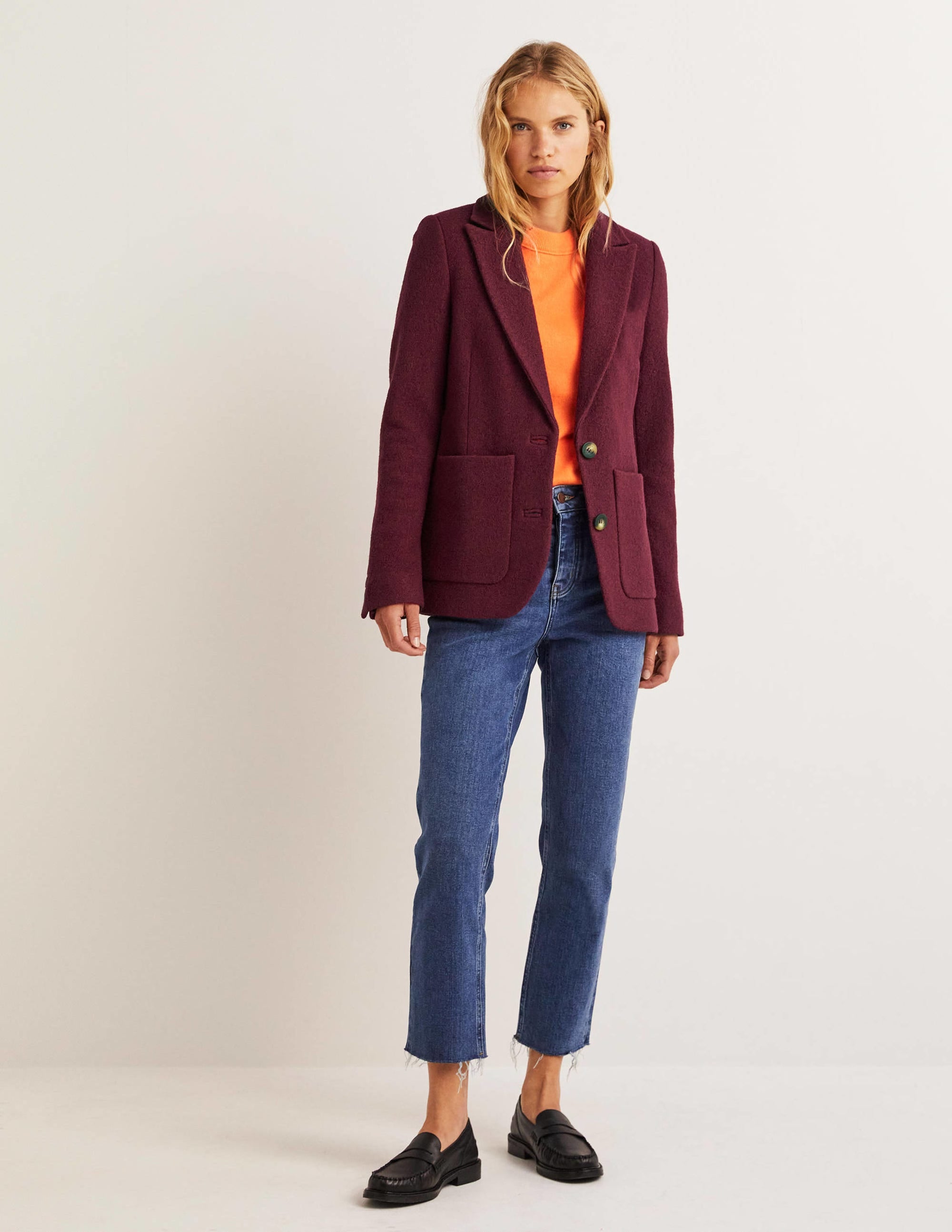 Bella Textured Wool Blazer-Mulled Wine - Image 5