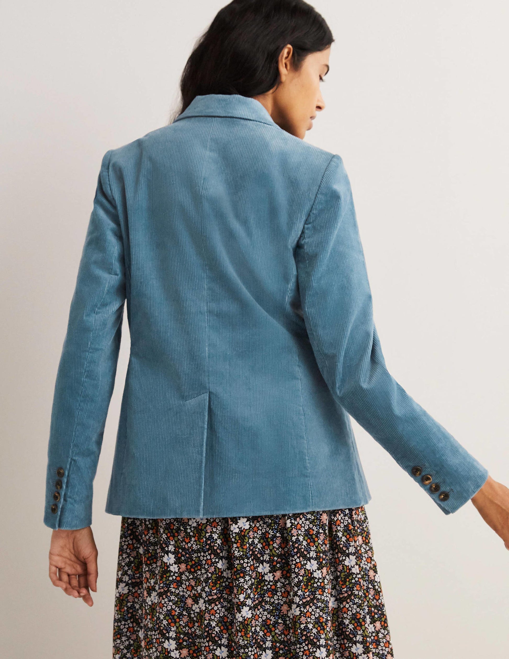 Fitted Corduroy Blazer-Mid Blue-3