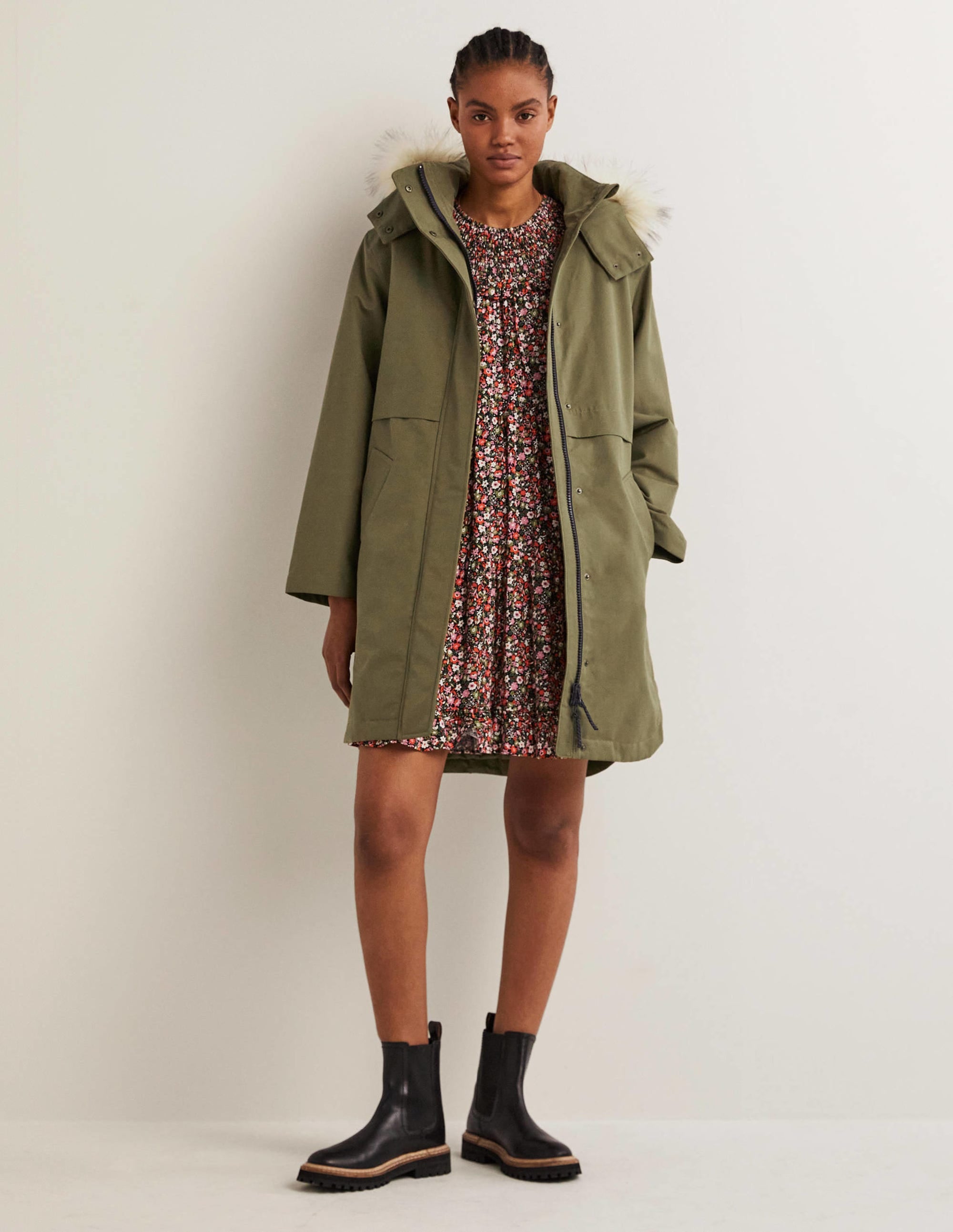 Waterproof Borg Lined Parka-Basil Green - Image 1