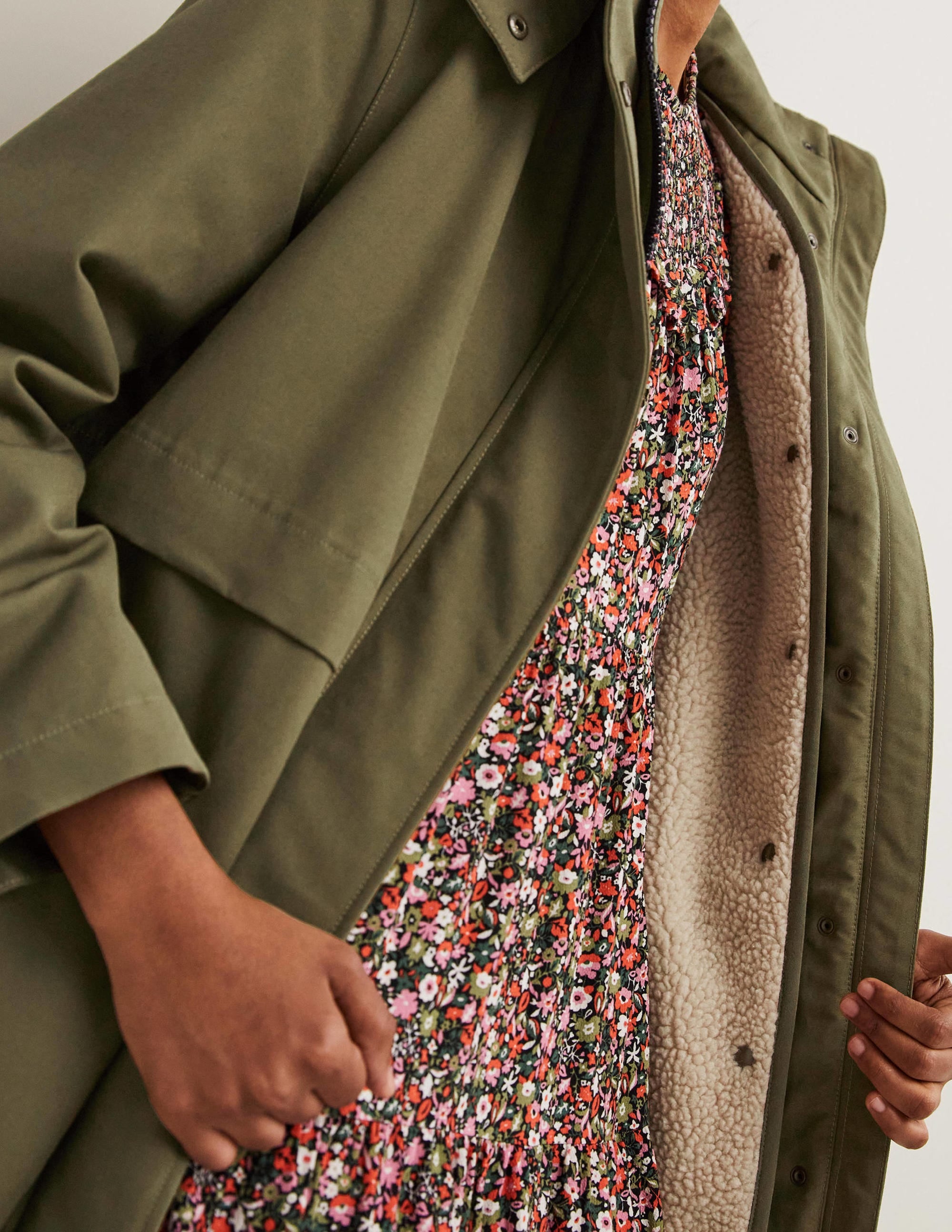 Waterproof Borg Lined Parka-Basil Green - Image 2