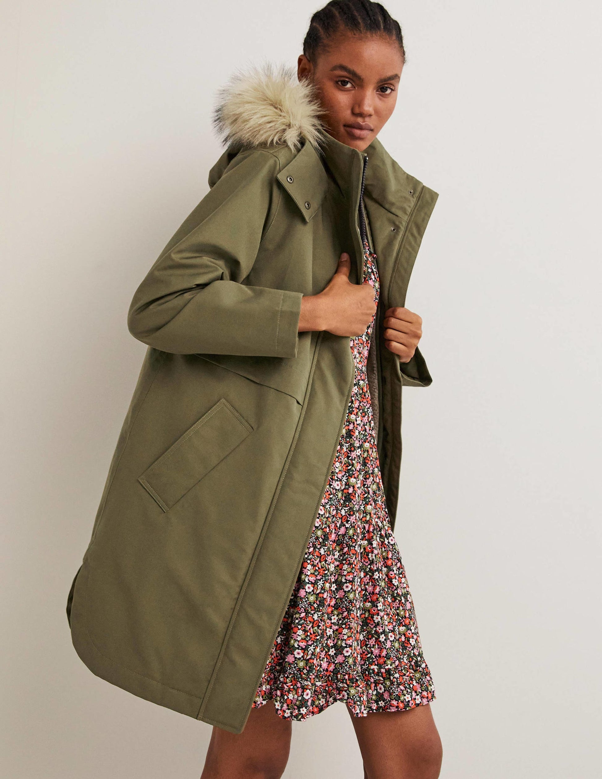 Waterproof Borg Lined Parka-Basil Green-4