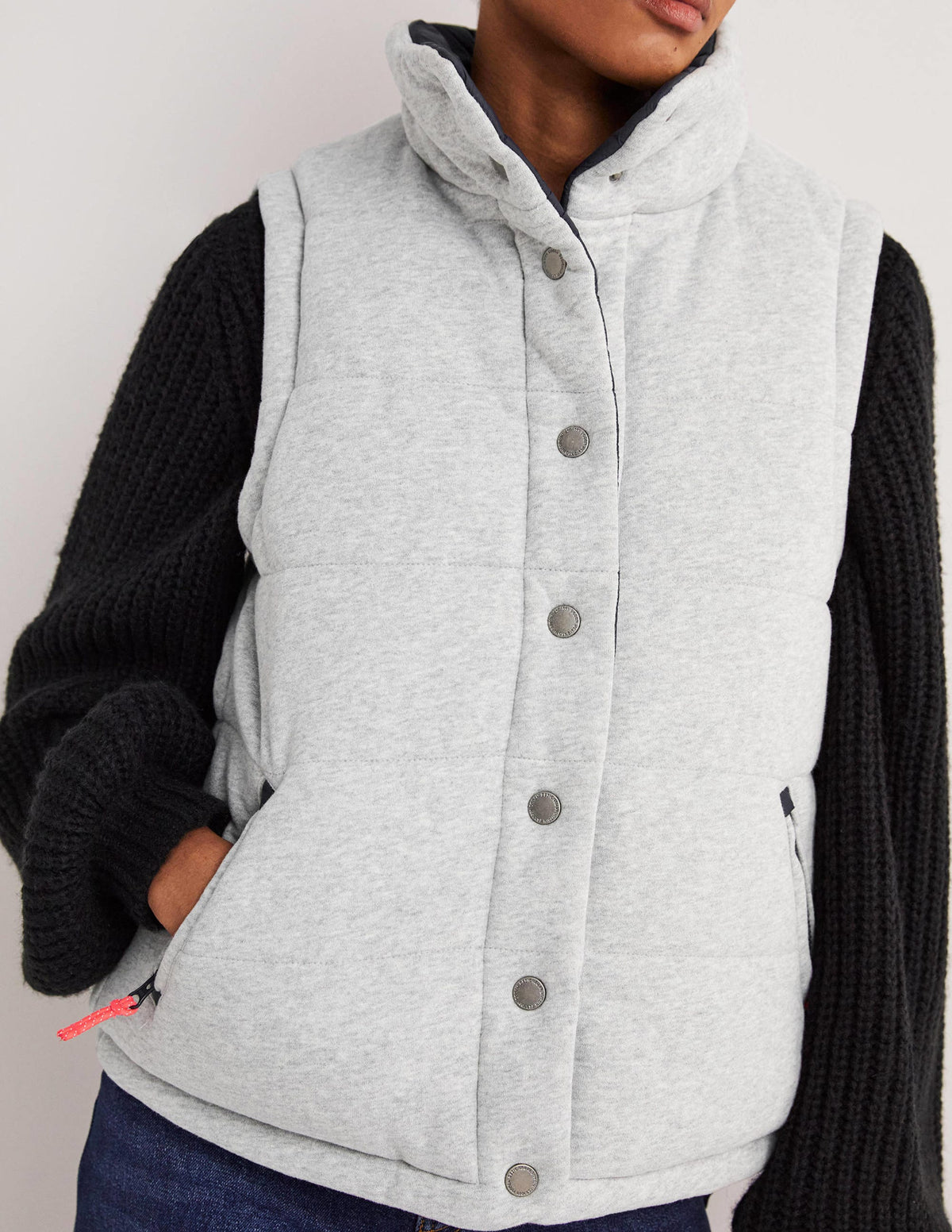 Reversible Gilet-Grey Marl with Navy-2