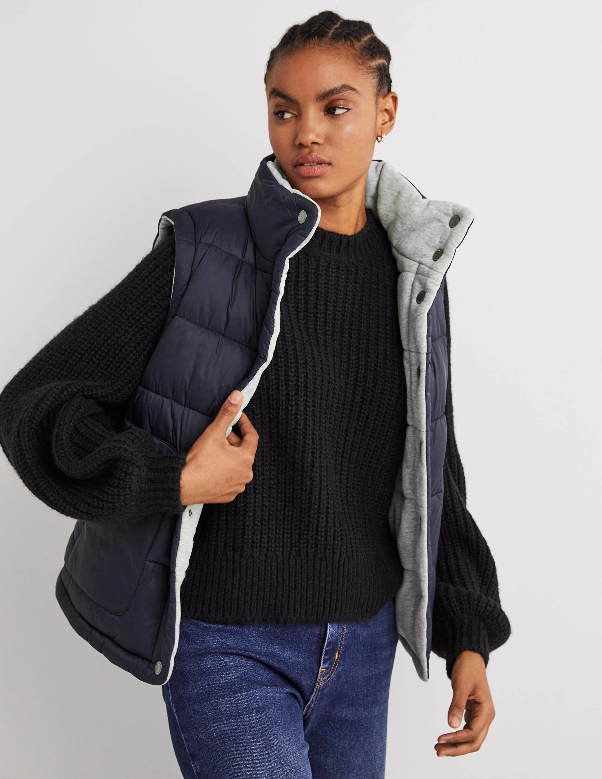 Reversible Gilet-Grey Marl with Navy - Image 6