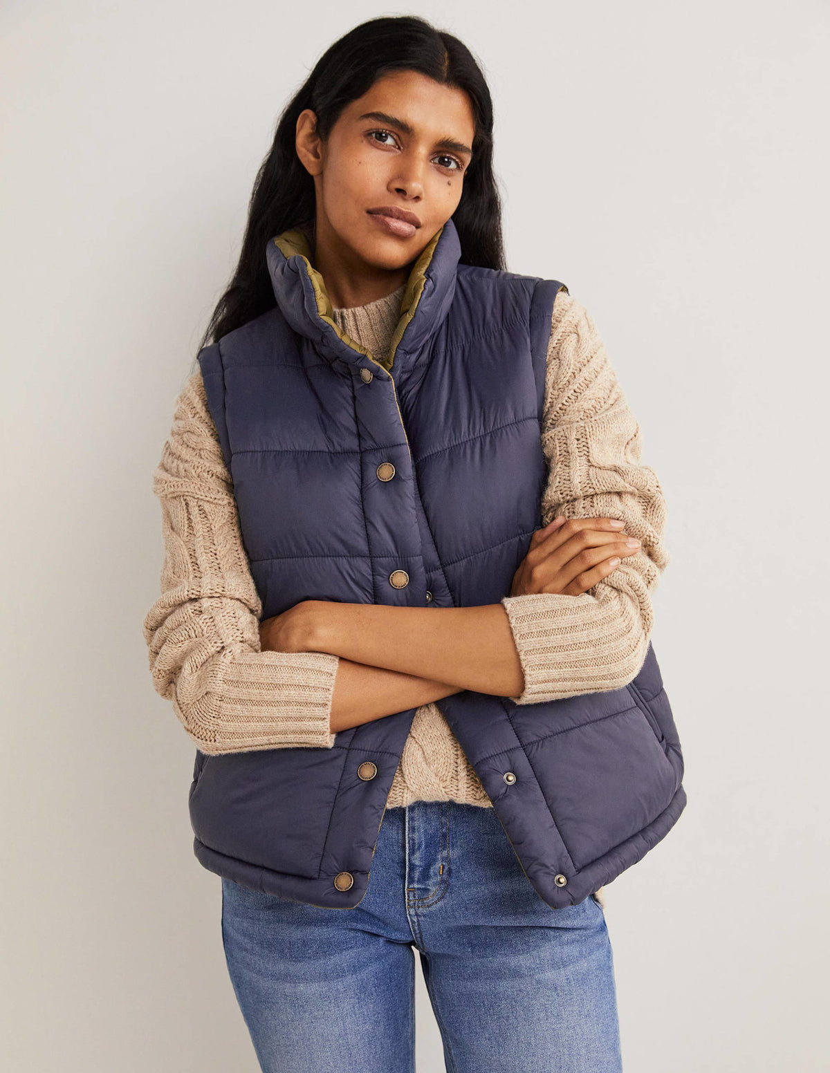 Reversible Gilet-Navy and Basil Green - Image 1
