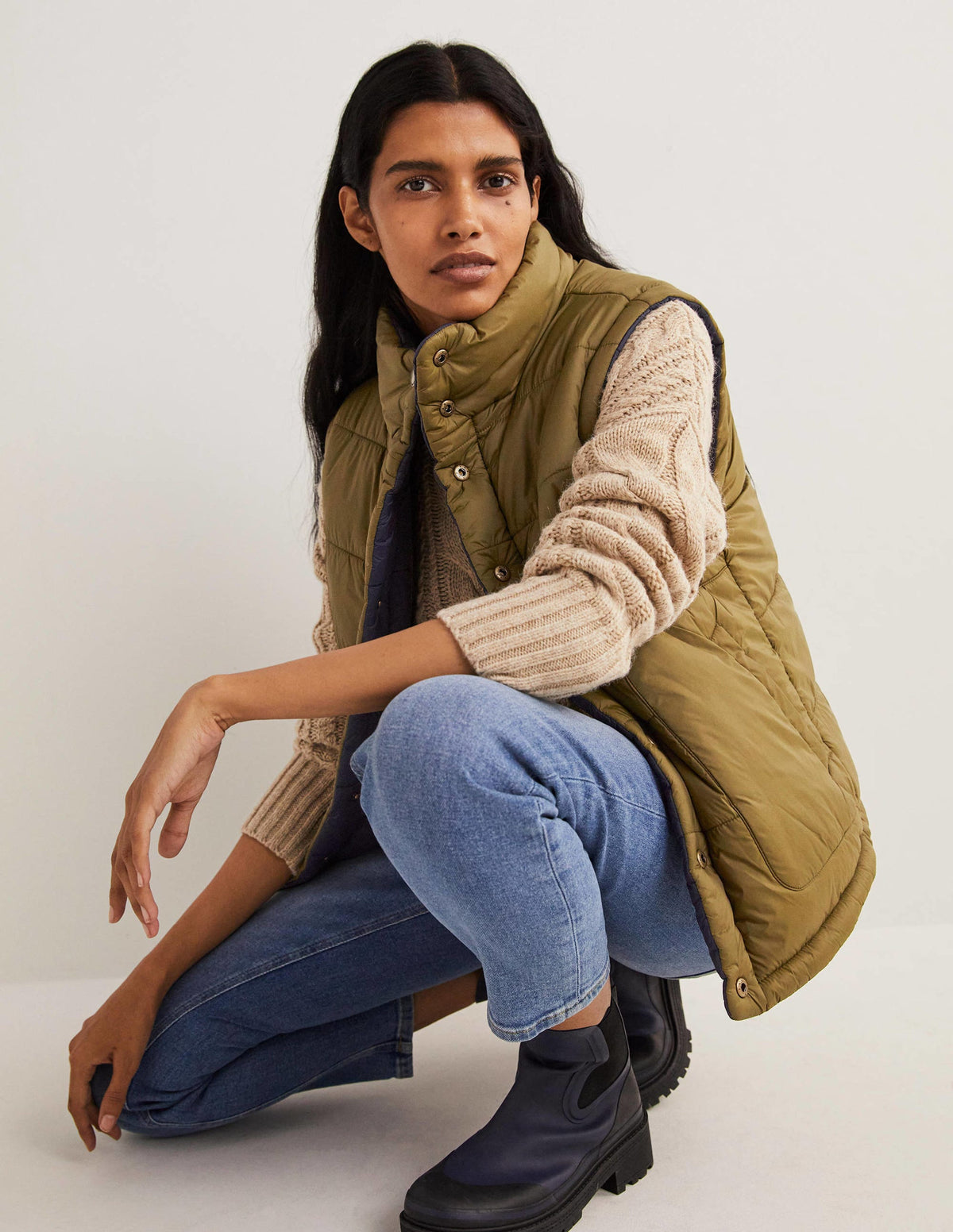 Reversible Gilet-Navy and Basil Green-5