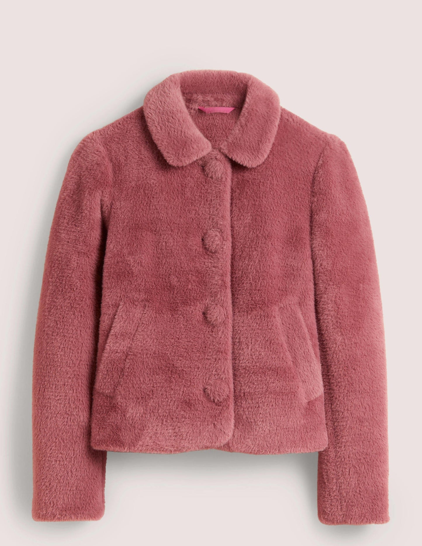 Faux Fur Short Coat-Puce Pink