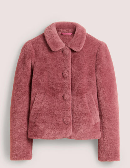 Faux Fur Short Coat-Puce Pink-6