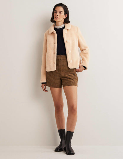 Faux Fur Short Coat-Natural-1