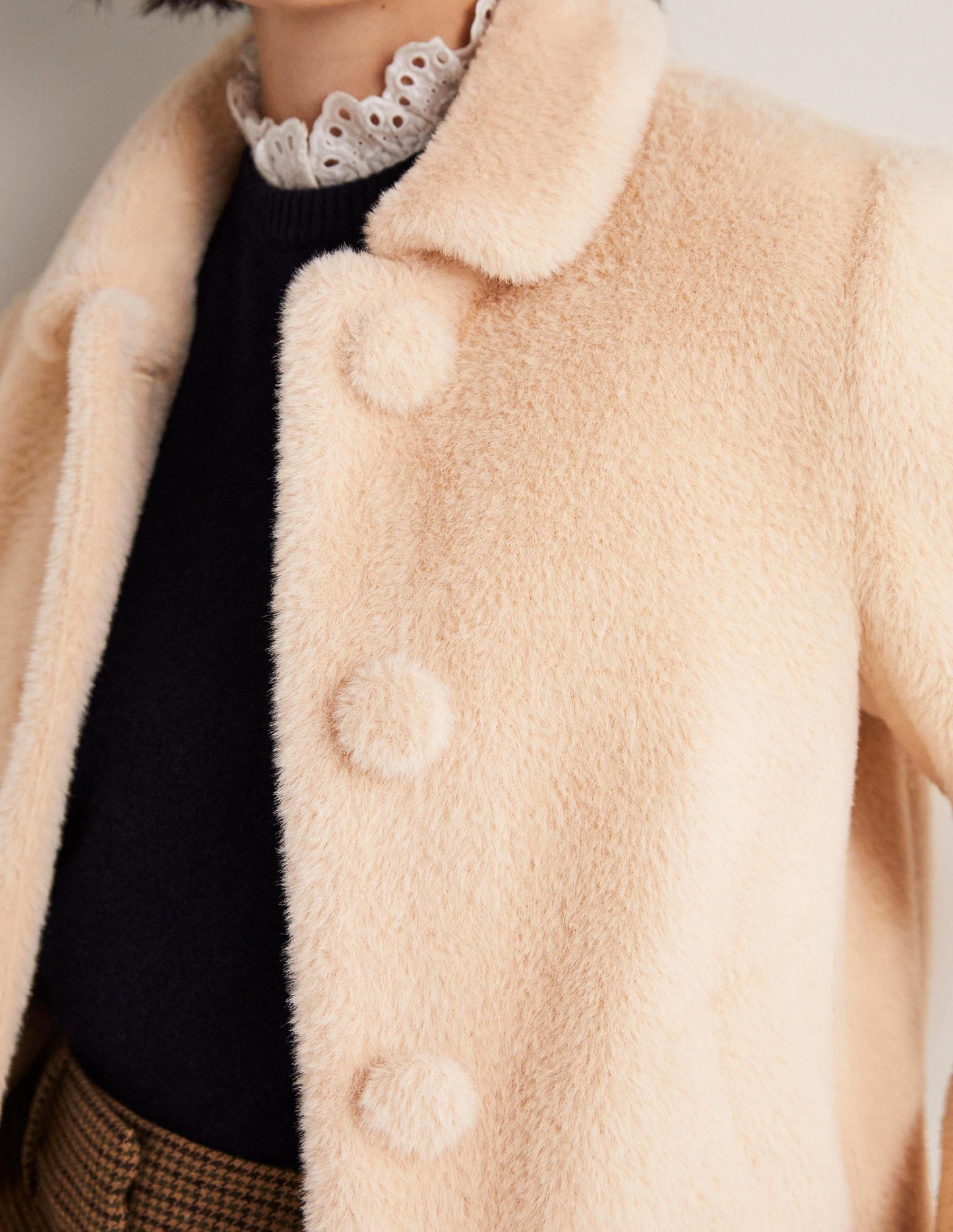 Faux Fur Short Coat-Natural
