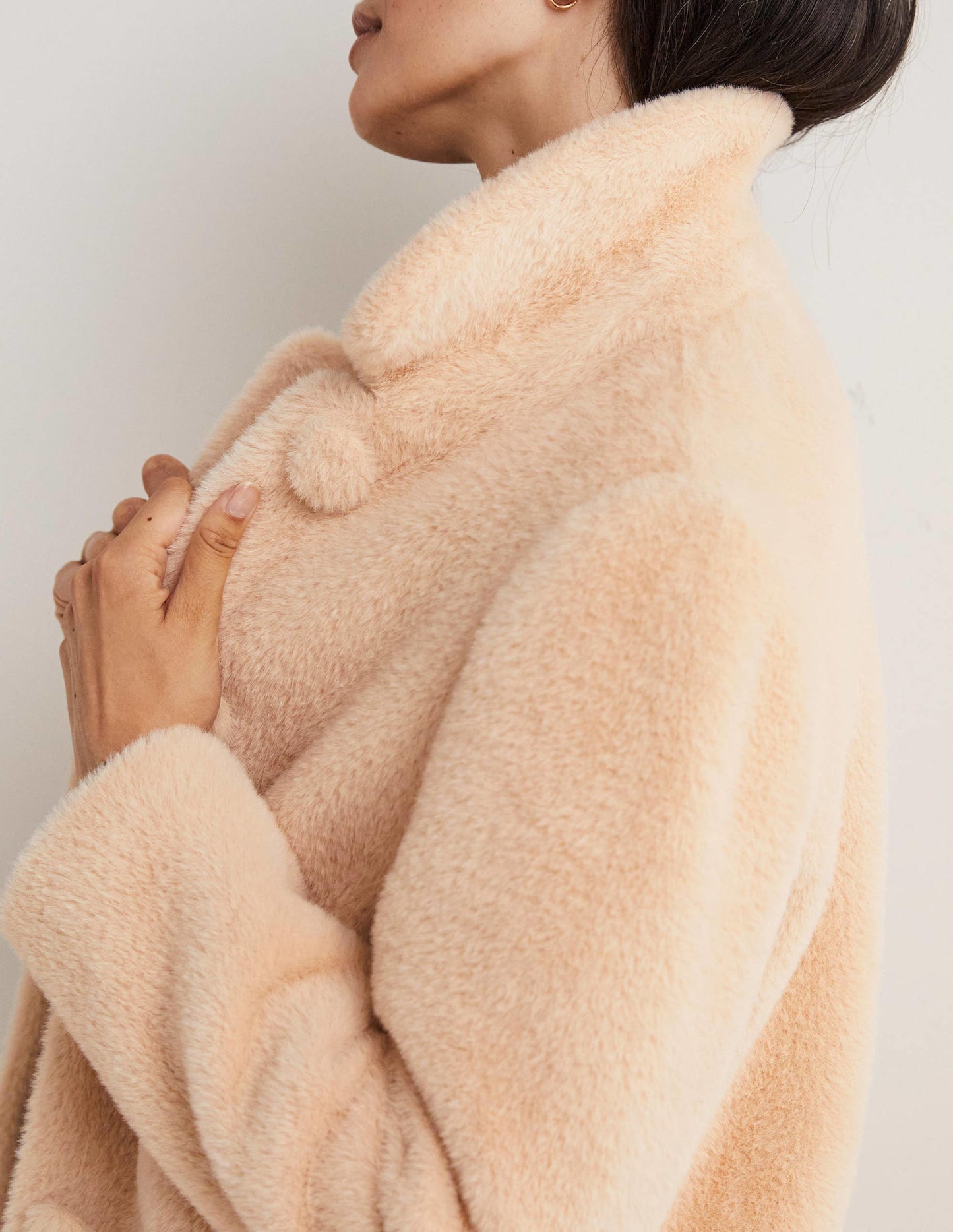 Faux Fur Short Coat-Natural