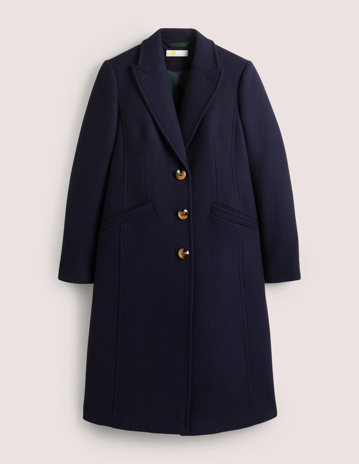 Wool Blend Tailored Coat-Navy - Image 6