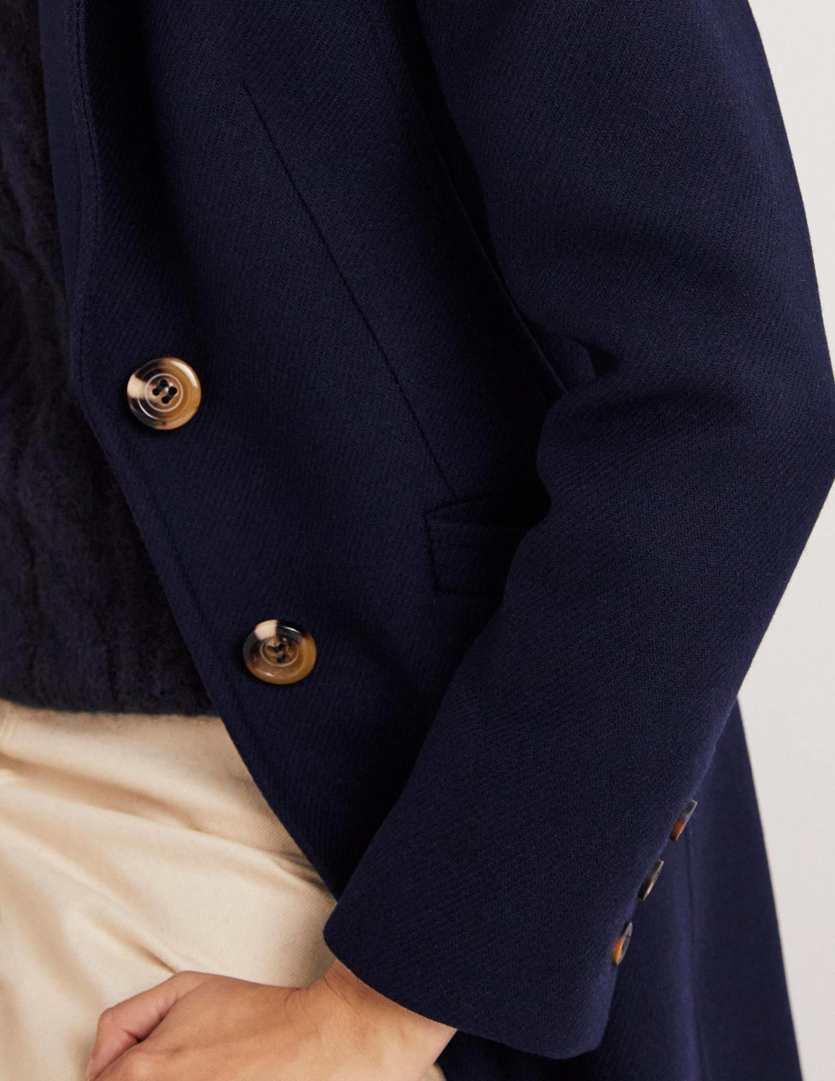 Wool Blend Tailored Coat-Navy - Image 2