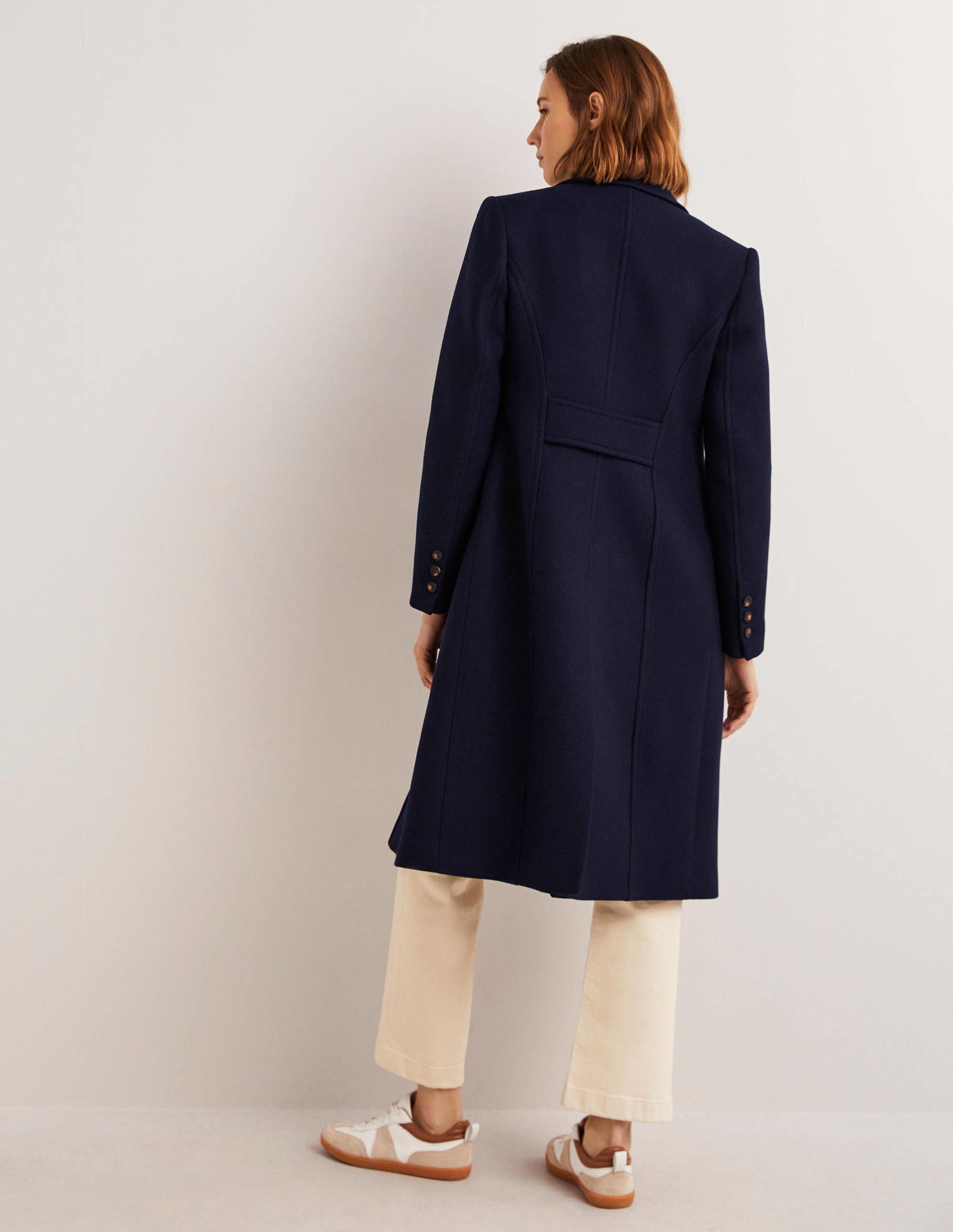 Wool Blend Tailored Coat-Navy - Image 3