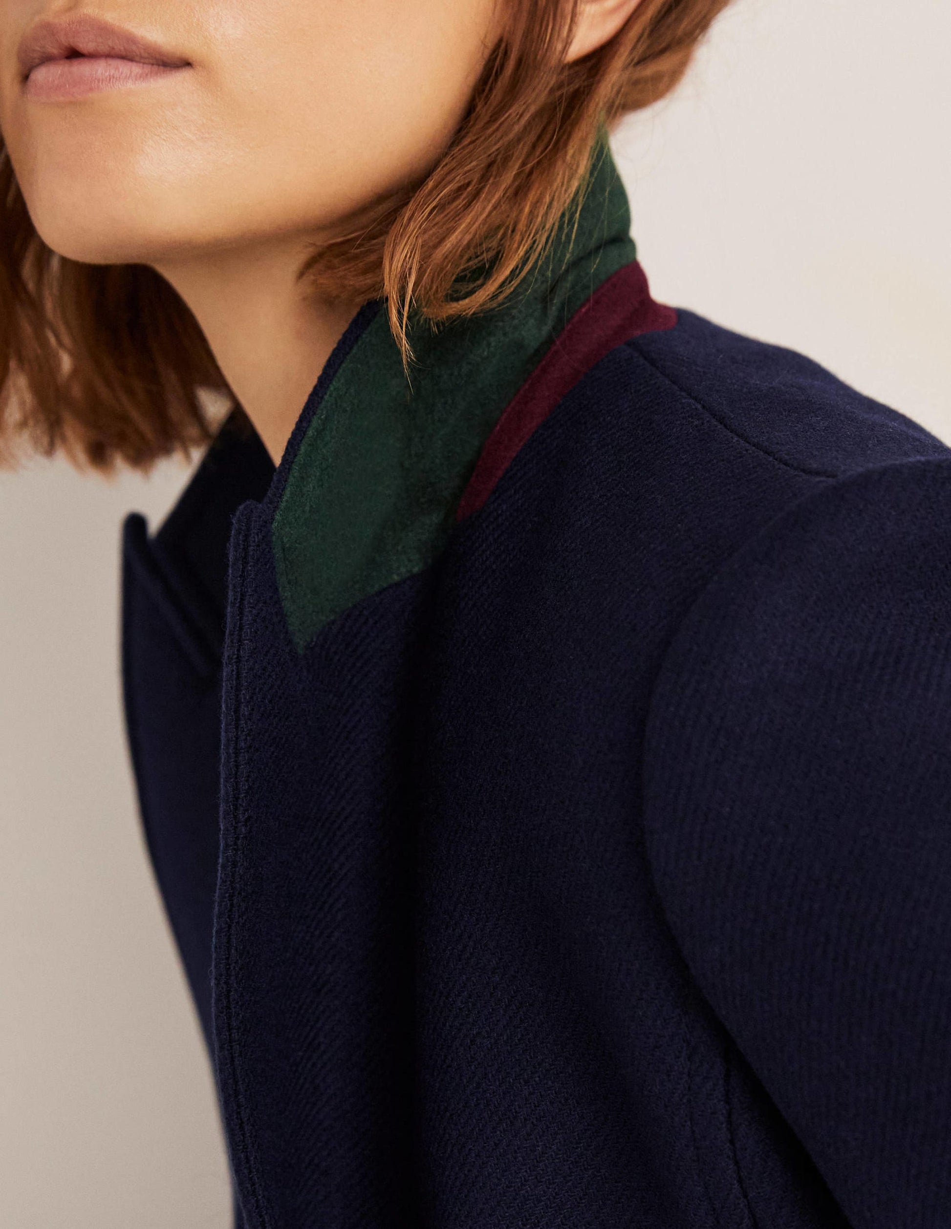 Wool Blend Tailored Coat-Navy-5
