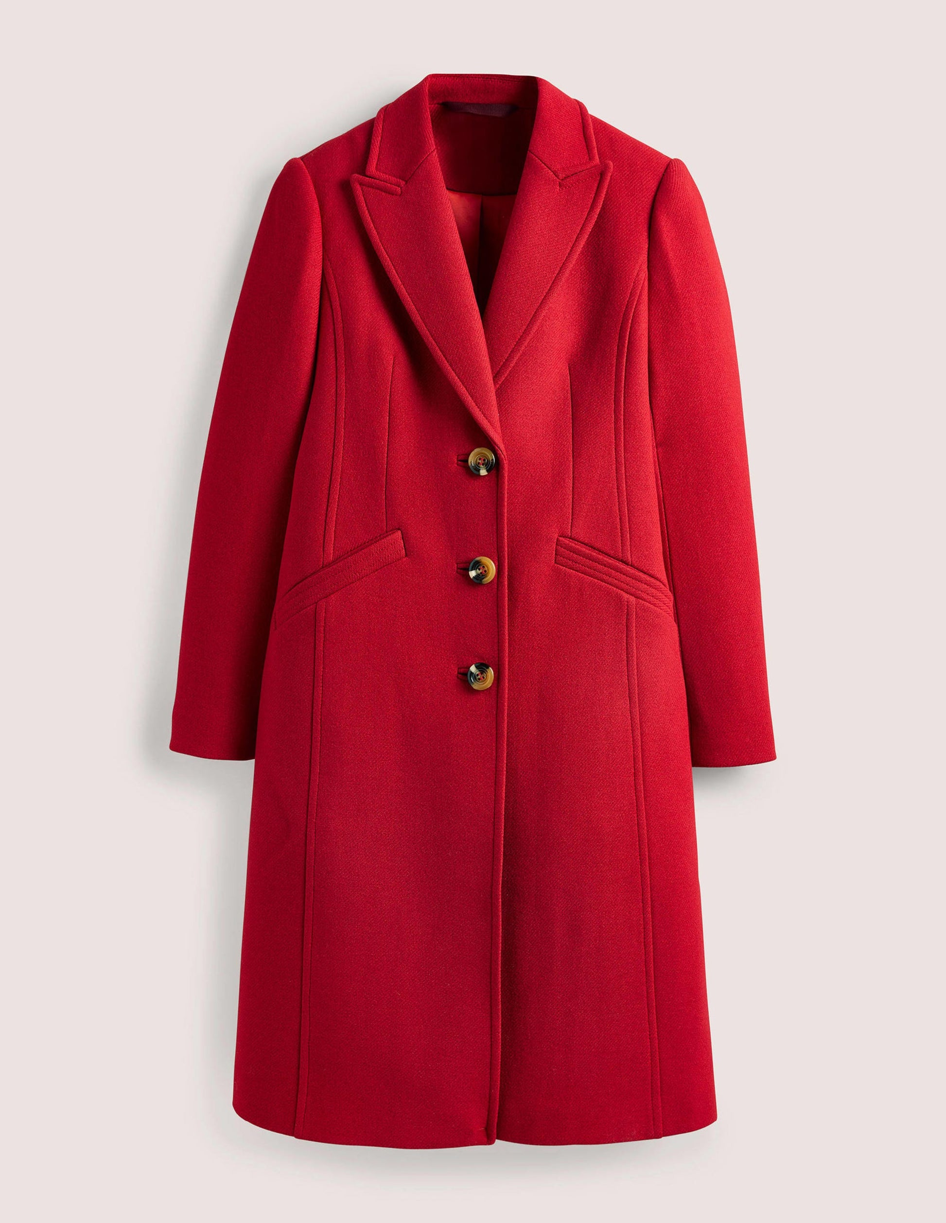 Wool Blend Tailored Coat-Strawberry Tart Red-7