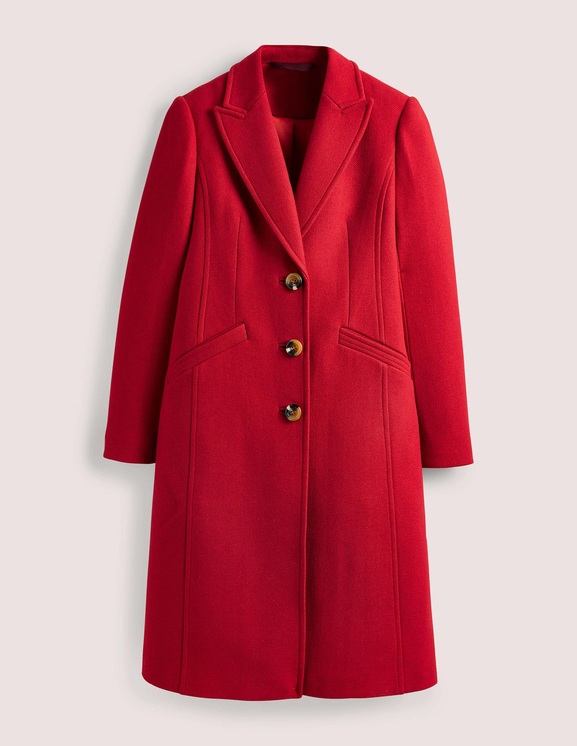 Wool Blend Tailored Coat-Strawberry Tart Red - Image 7