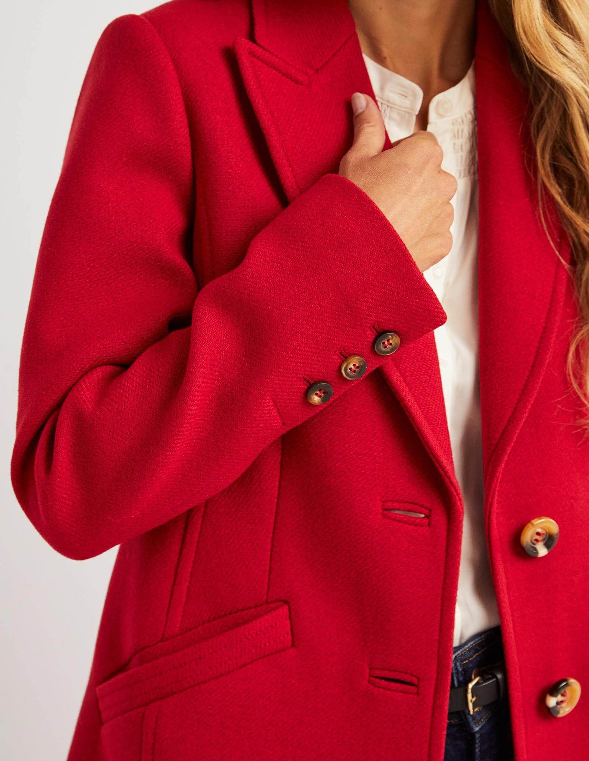 Wool Blend Tailored Coat-Strawberry Tart Red-2