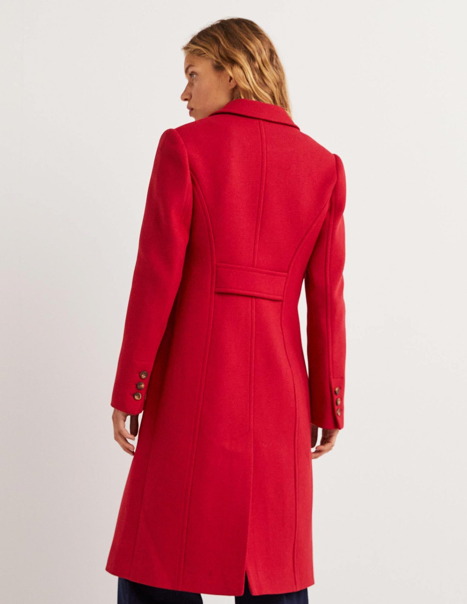 Wool Blend Tailored Coat-Strawberry Tart Red-3