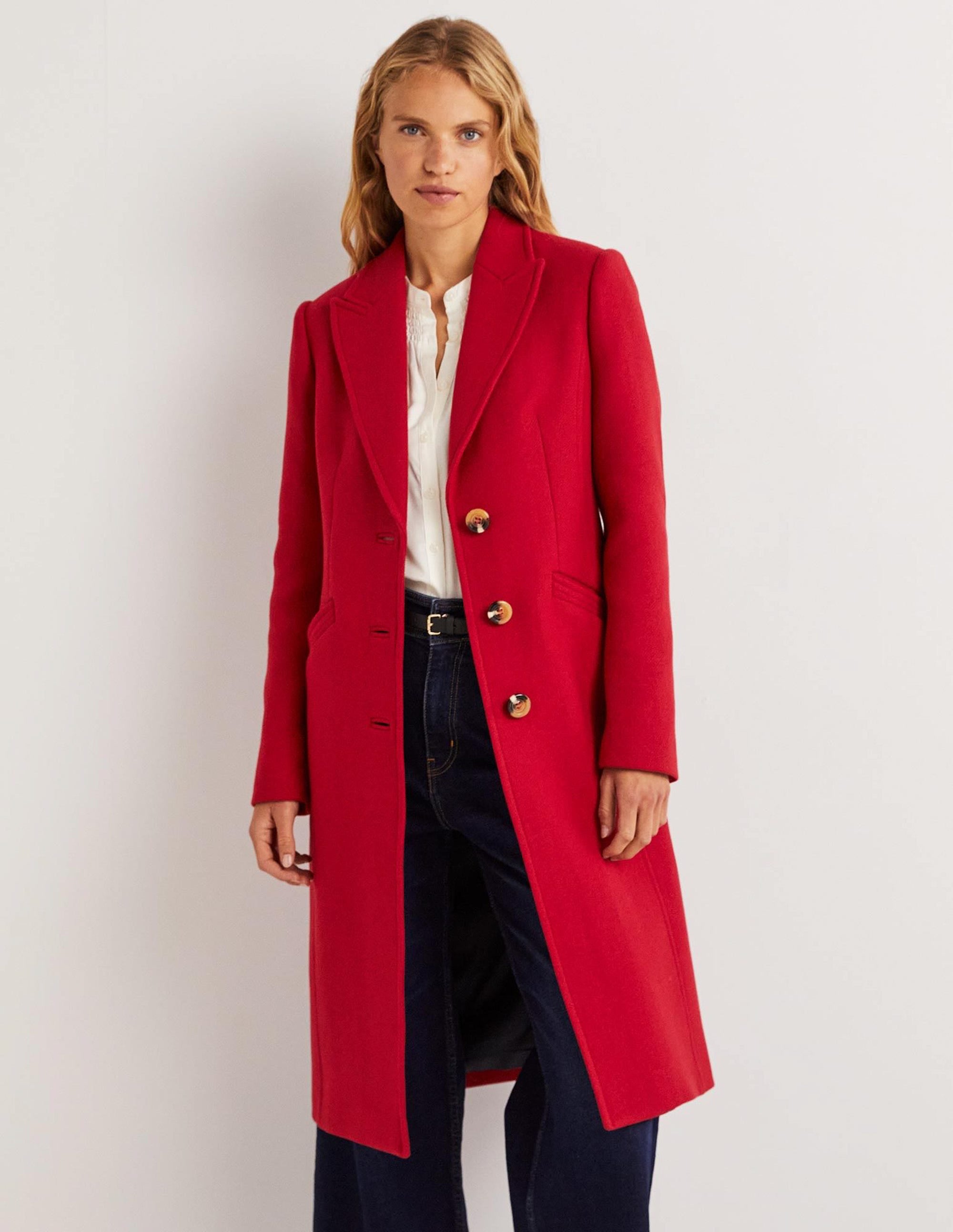 Wool Blend Tailored Coat-Strawberry Tart Red - Image 5