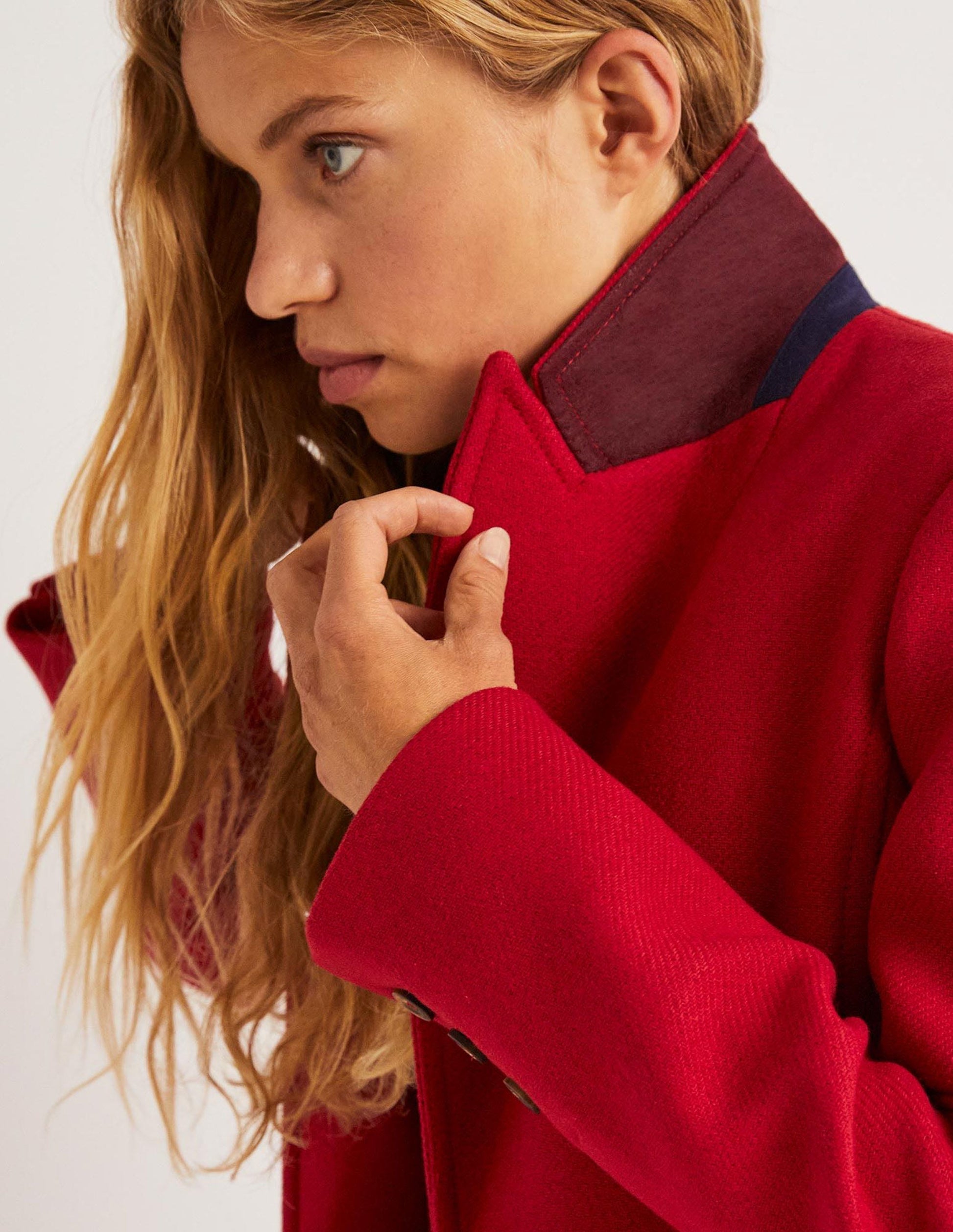 Wool Blend Tailored Coat-Strawberry Tart Red-6