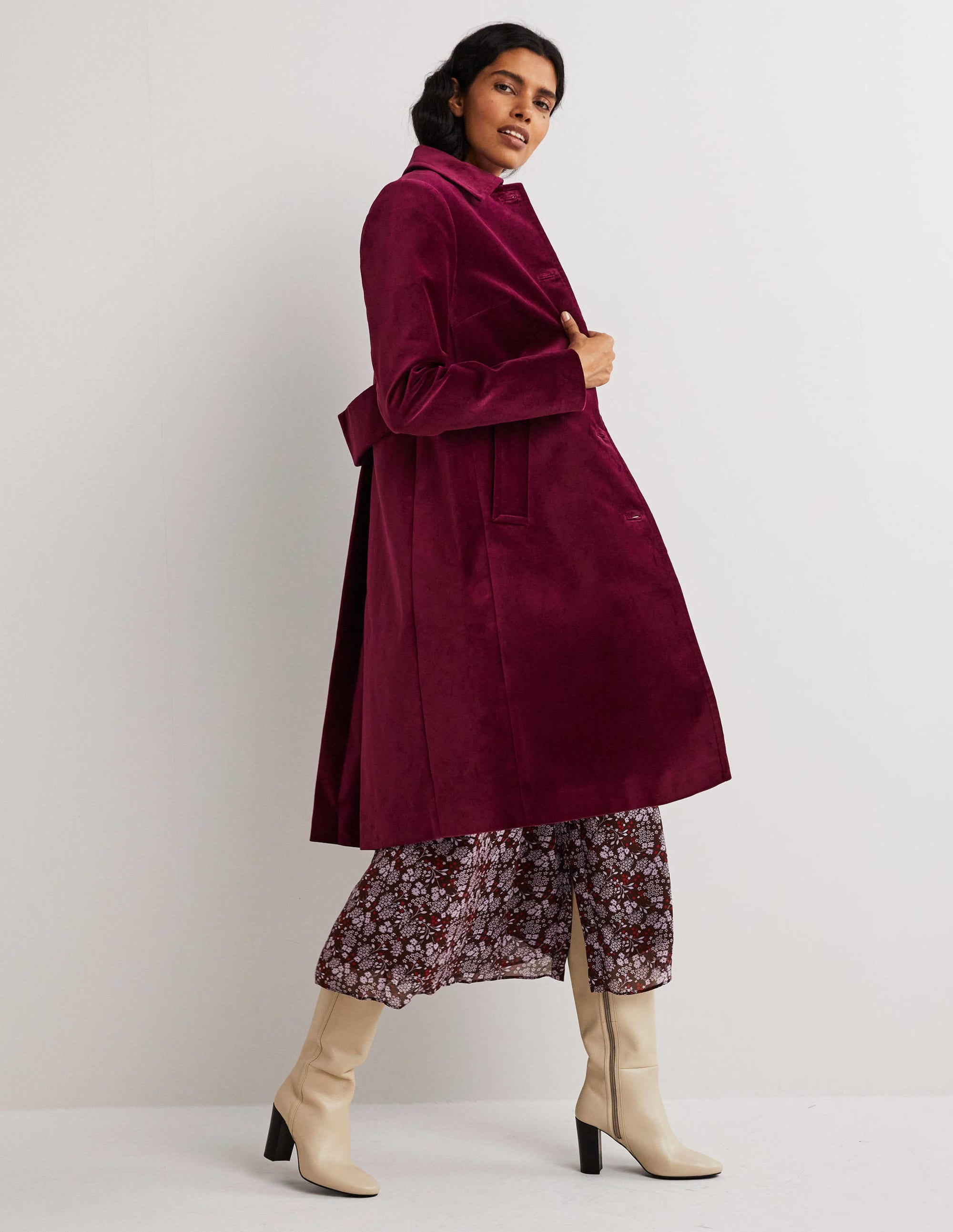 Elizabeth Velvet Coat-Mulled Wine - Image 5